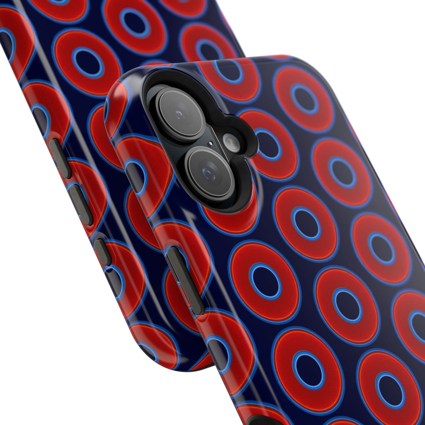 Magnetic Tough Donut Case - red vivid donut print w/dark navy blue background
