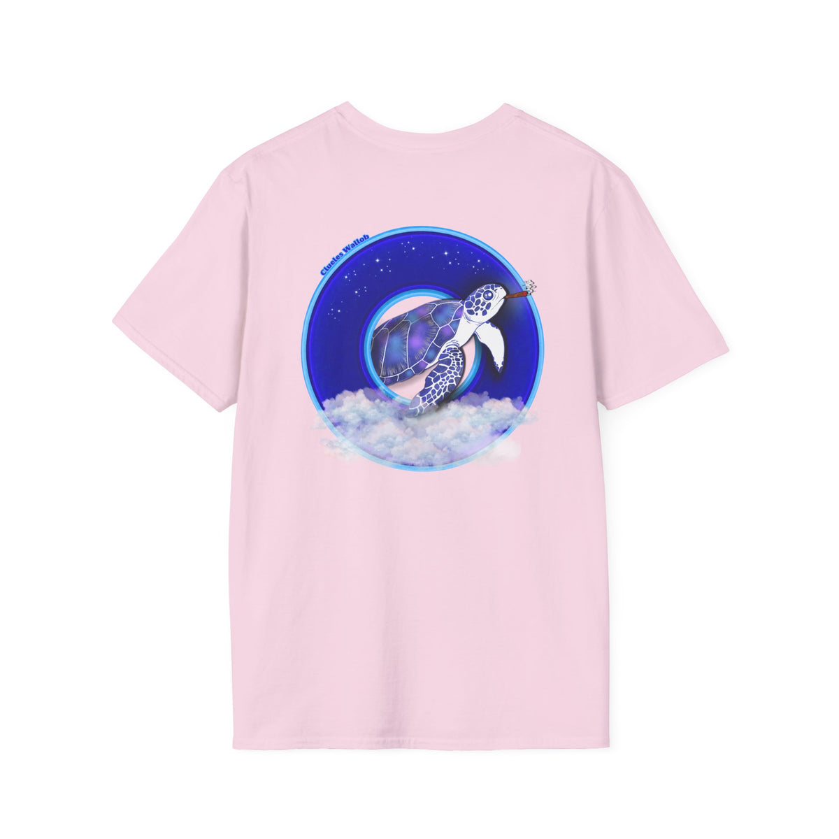 Classic Donut Tee - Unisex Soft-Style - "Clueless Wallob's Donuts" - vivid blue sky donut