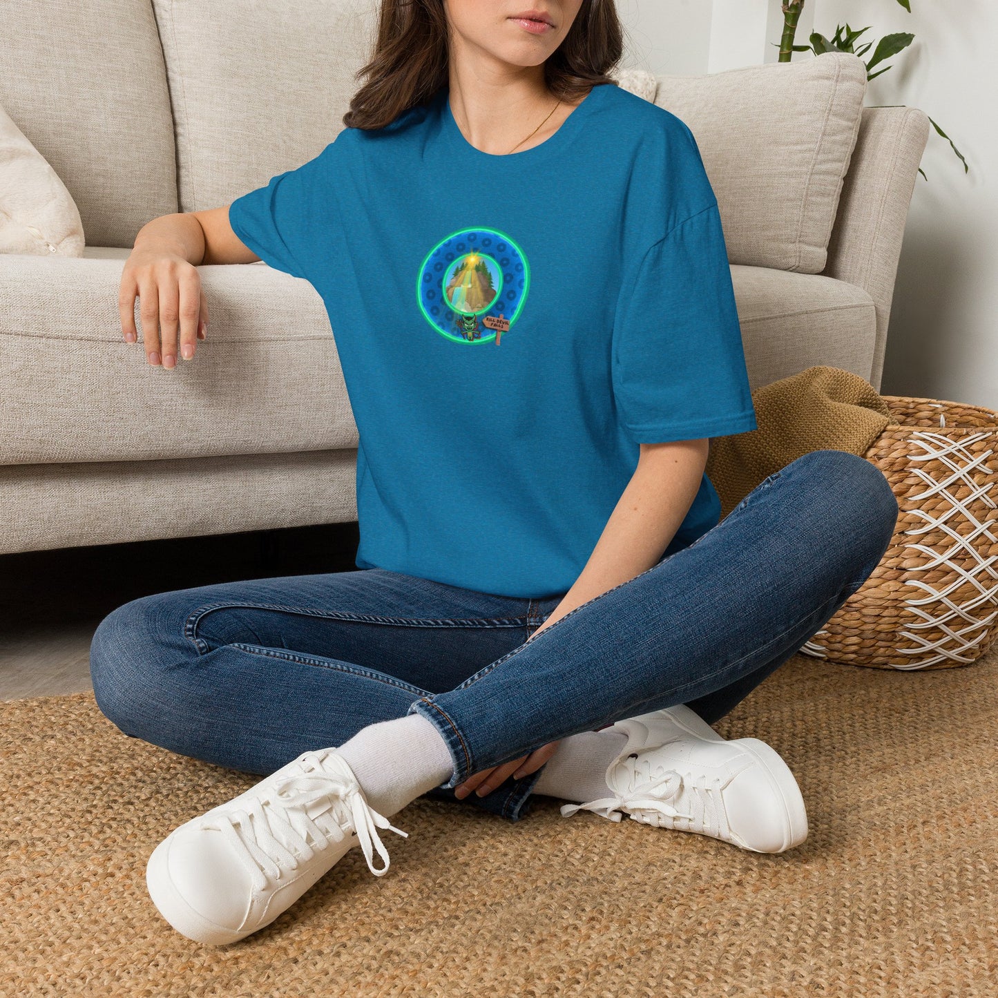 Classic Donut Tee - Unisex Soft-Style - "Devil's Drowning Donuts" - blue/green paradox donut