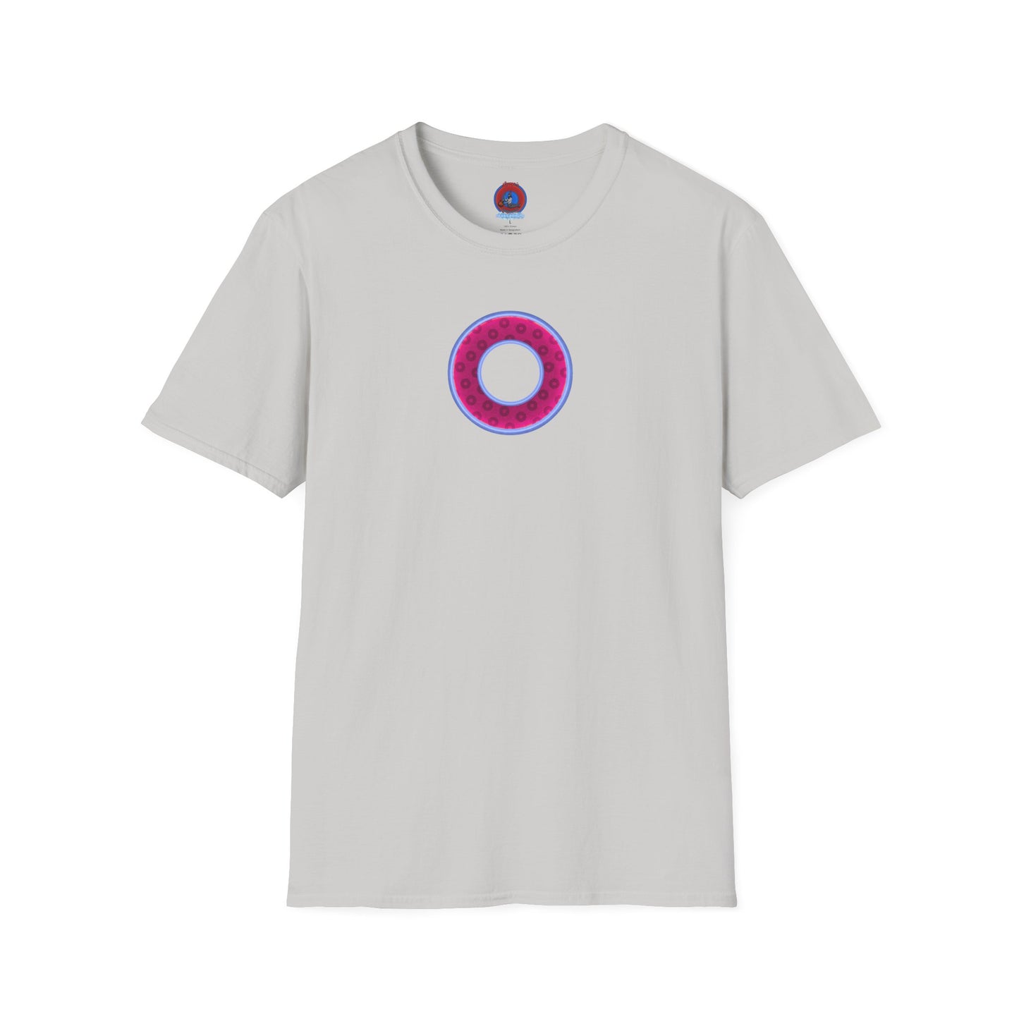 Plain Donuts/Unisex Soft-Style - "Plain Wide Mouthed Paradoxical Donuts" - dark magenta/light blue donuts
