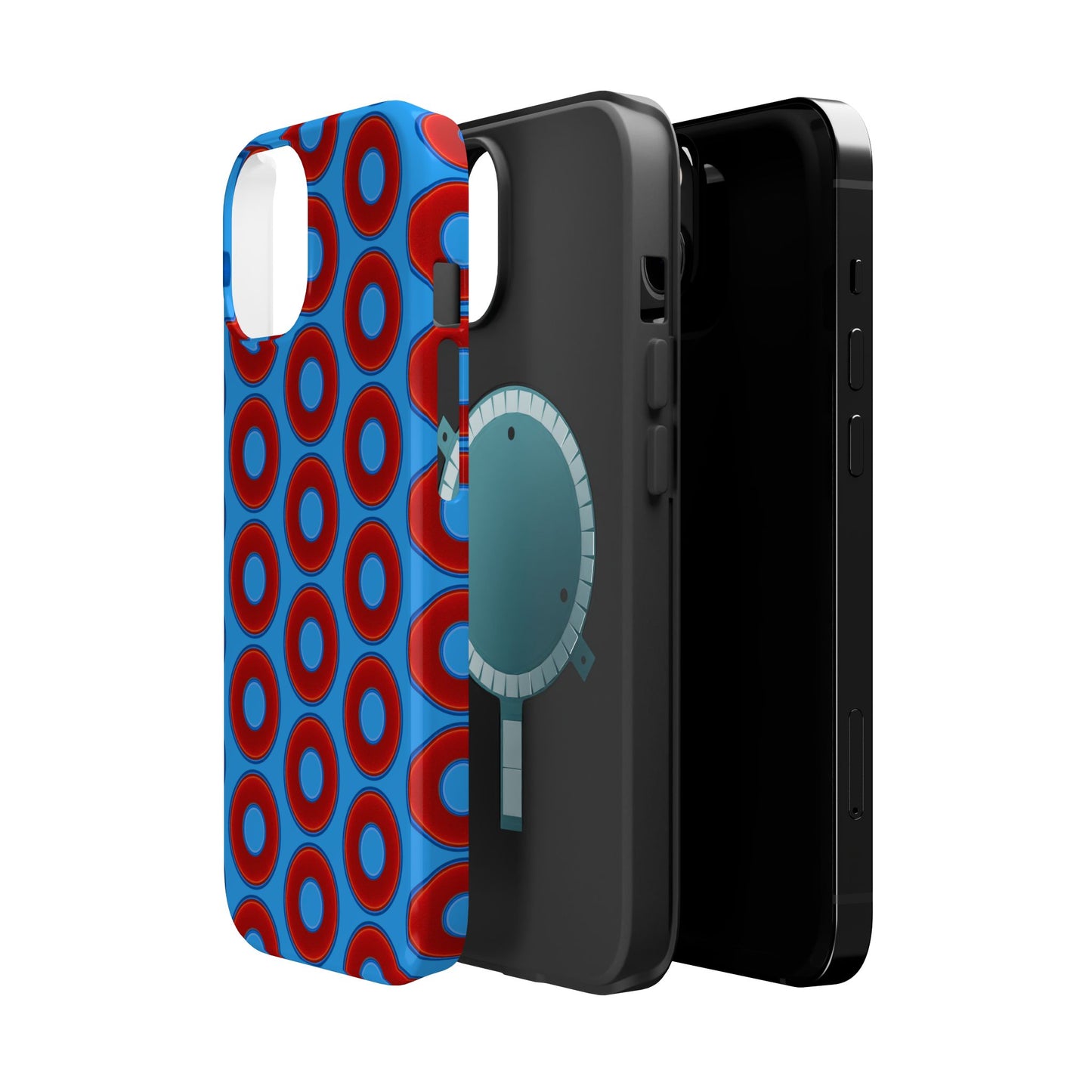 Magnetic Tough Donut Case - red vivid donut print w/sky royal blue background