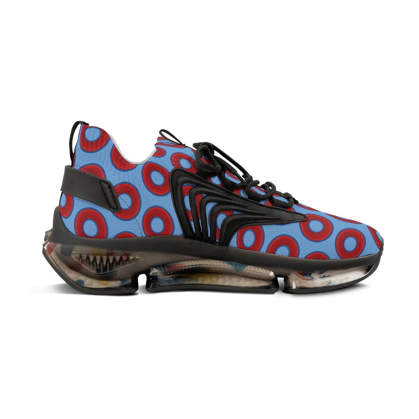 Donut Kicks - red vivid donut print w/light blue background