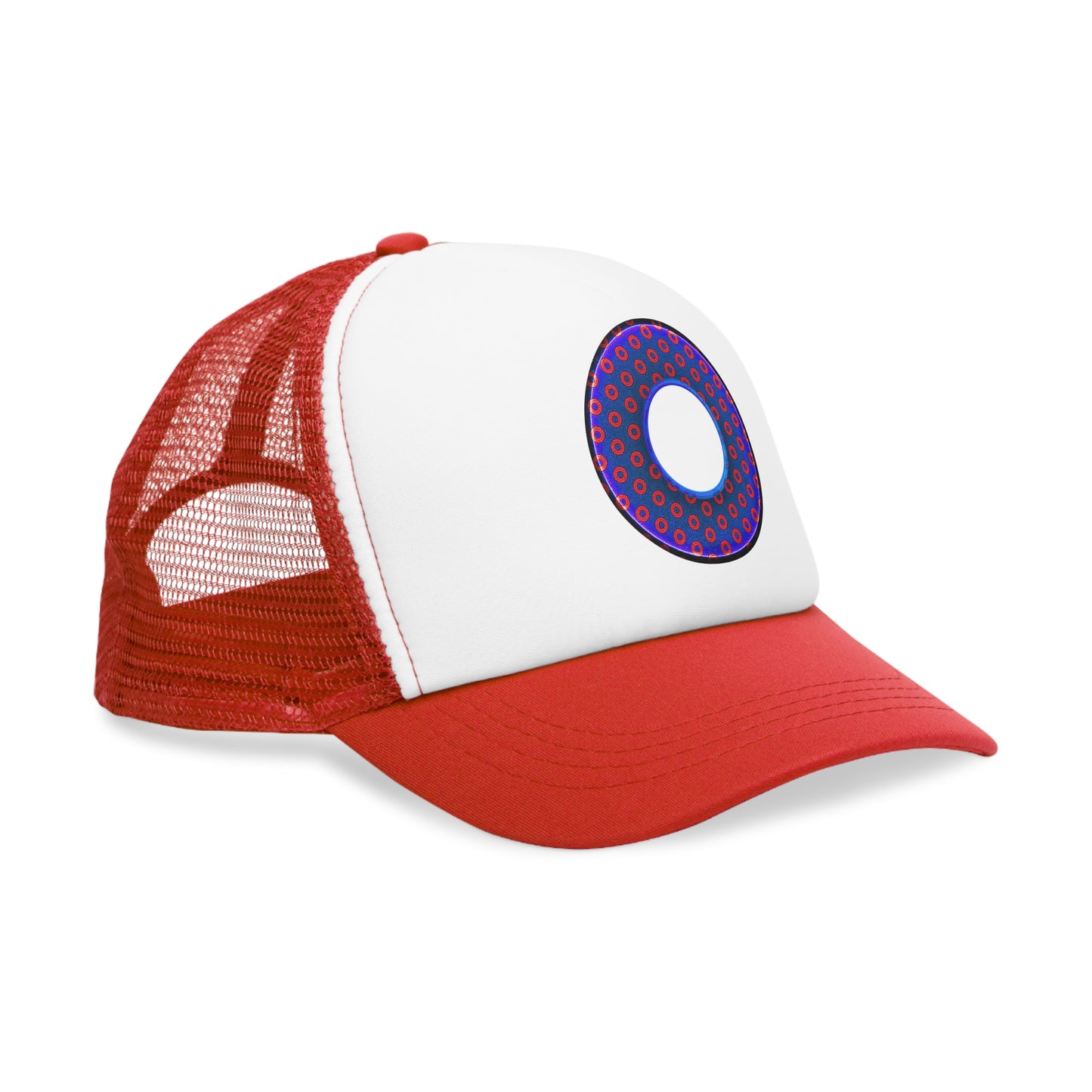 Lumpy Trucker Hat - "Paradoxical Donut - variant 4 - metallic donut print " blue & red