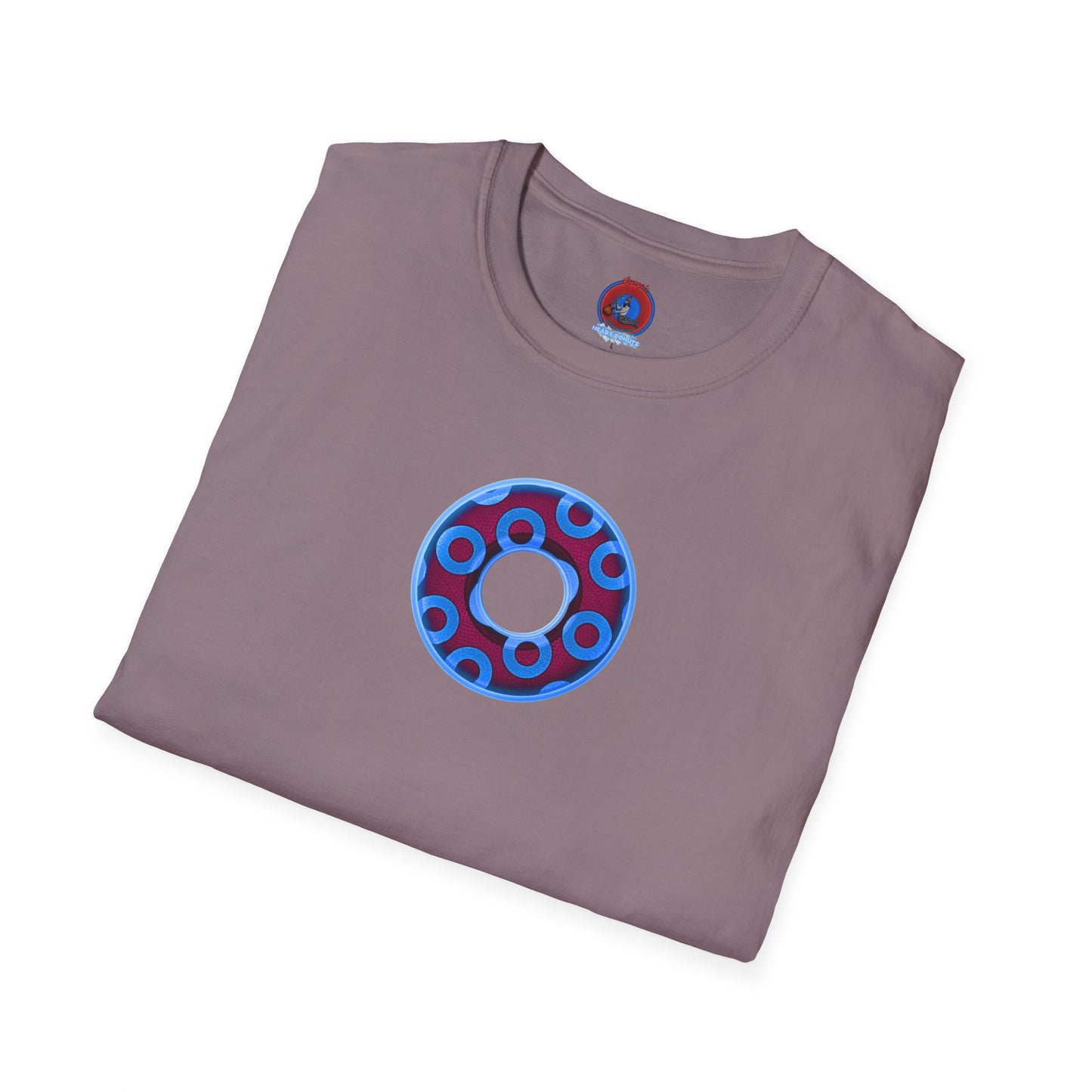 Plain Donuts/Unisex Soft-Style - "Plain Rustic Paradoxical Donuts" - light blue/burgundy donuts