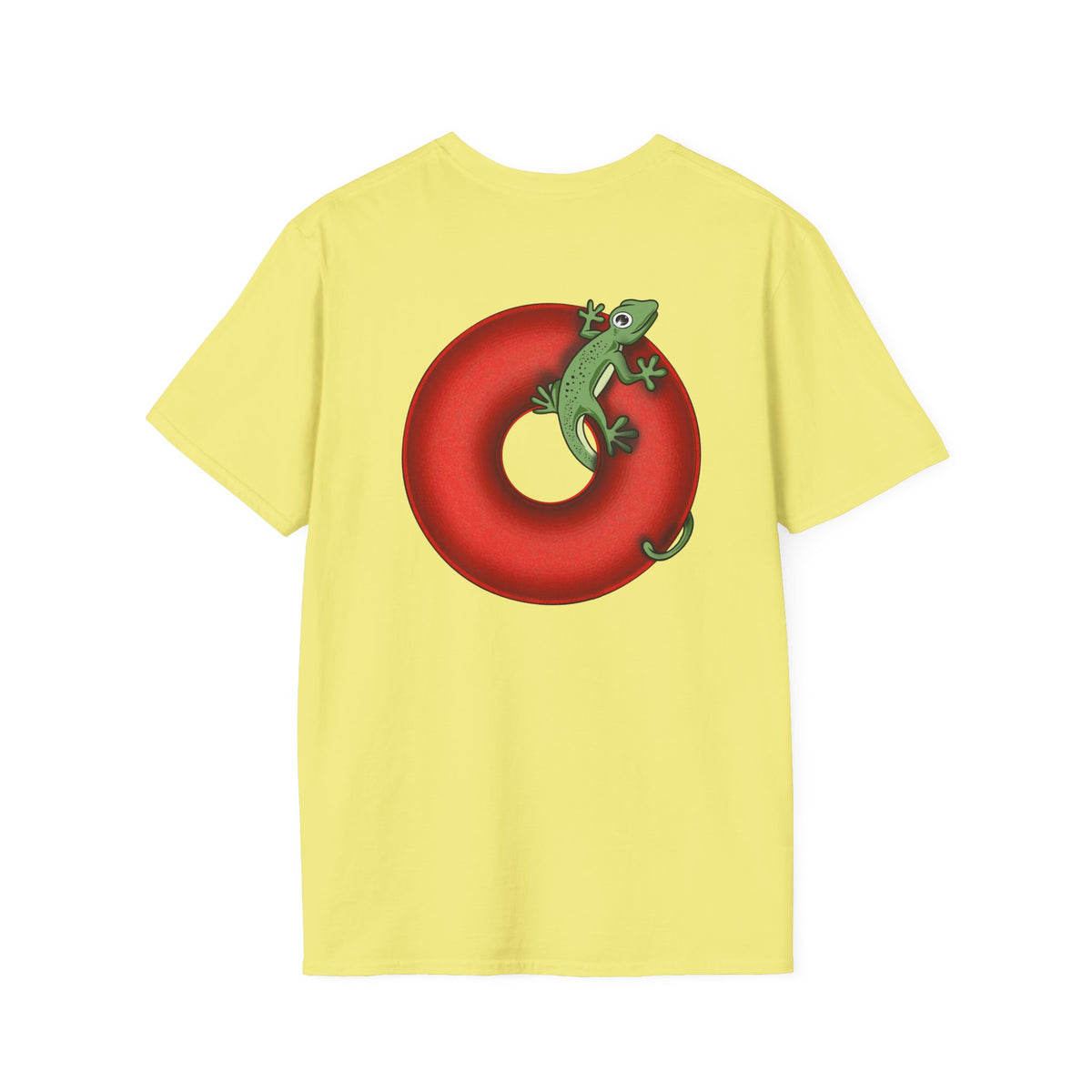Classic Donut Tee - Unisex Soft-Style - "Practically Extinct Tee Shirt" - plump vivid red donut - variant 1
