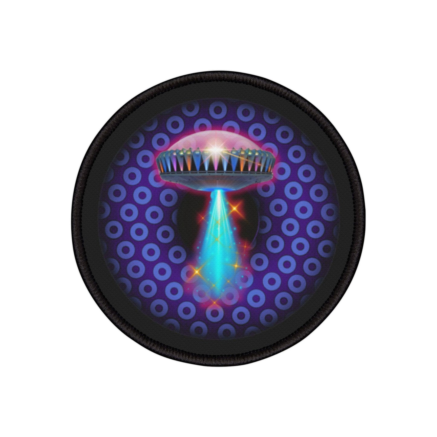 Iron-On Donut Patch - "They Have Donut Patches on the Mothership Now" - paradoxical purple/light blue donut - variant 4
