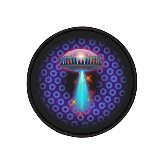 Iron-On Donut Patch - "They Have Donut Patches on the Mothership Now" - paradoxical purple/light blue donut - variant 4