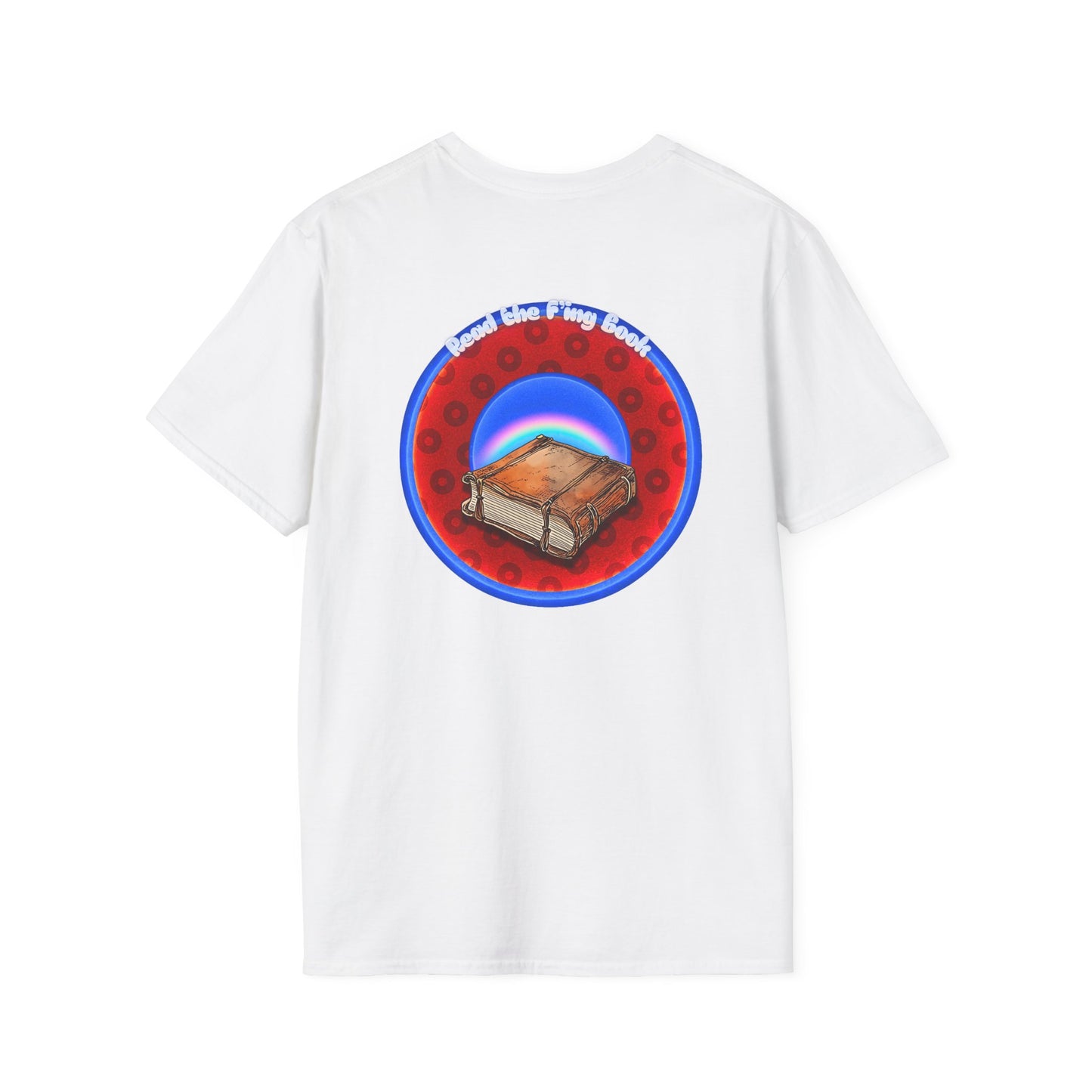 Classic Donut Tee - Unisex Soft-Style - "Read the F'ing Donut" - red/blue paradoxical donut