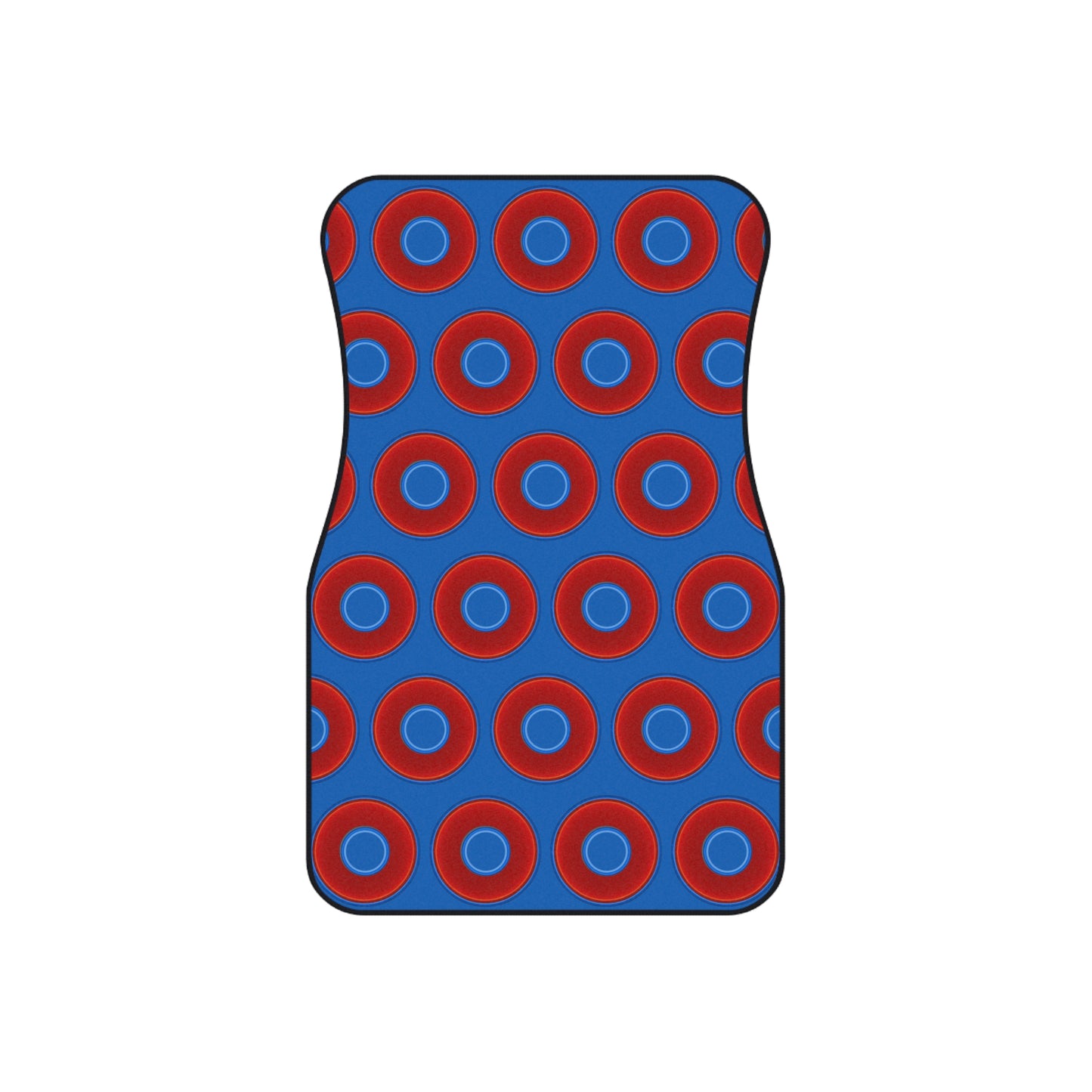 Contacted Car Mats - vivid donut print w/dark royal blue background