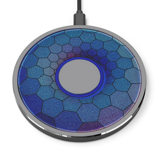 The Flow - Wireless Lumpy Donut Chargers - "Plain Hexadonut" - blue hexadonut w/gray background - variant 2