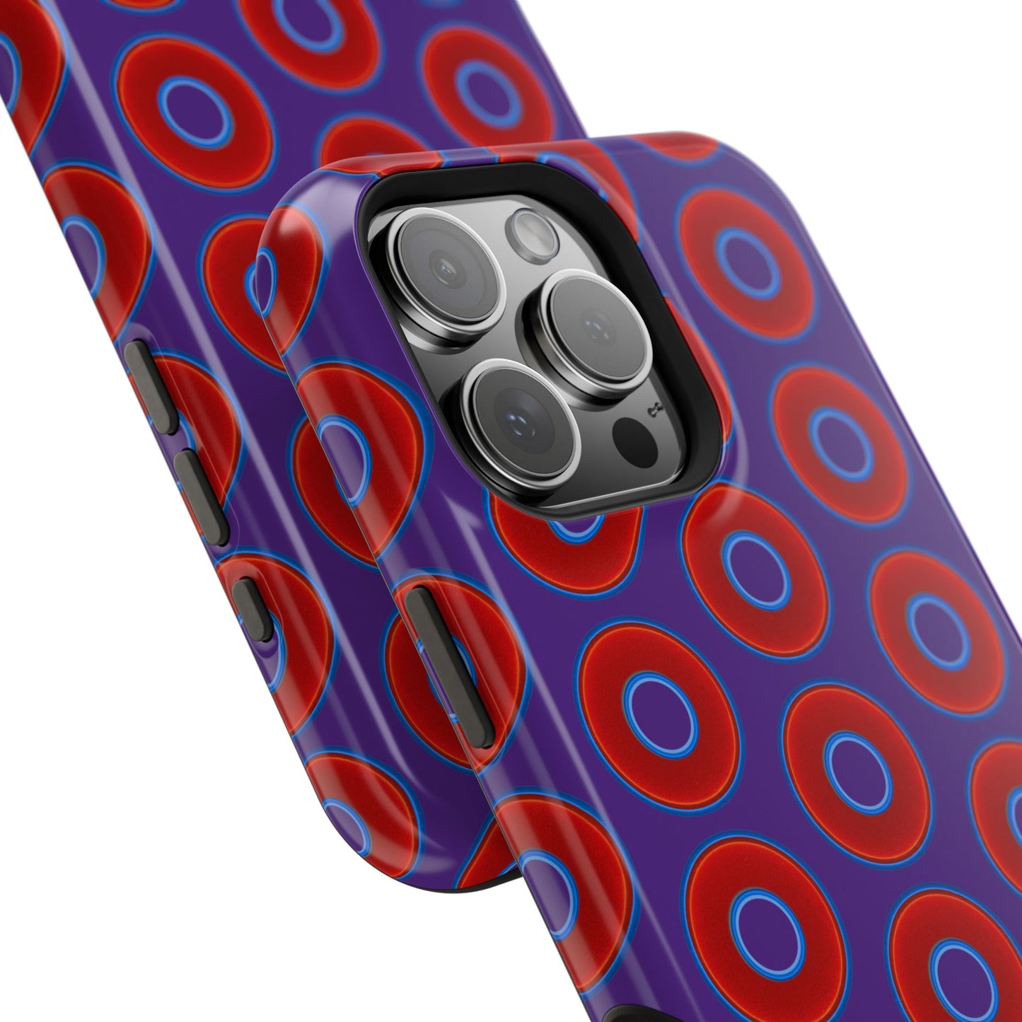 Impact-Resistant Lumpy Donut Case - red vivid donut print w/dark purple background