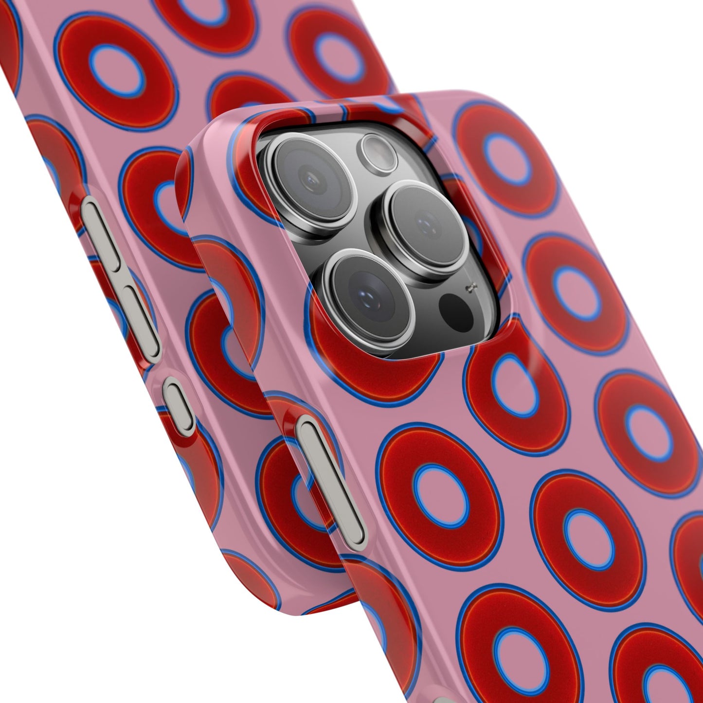 Lumpy Donut Snap Case - red vivid donut print w/pale magenta background