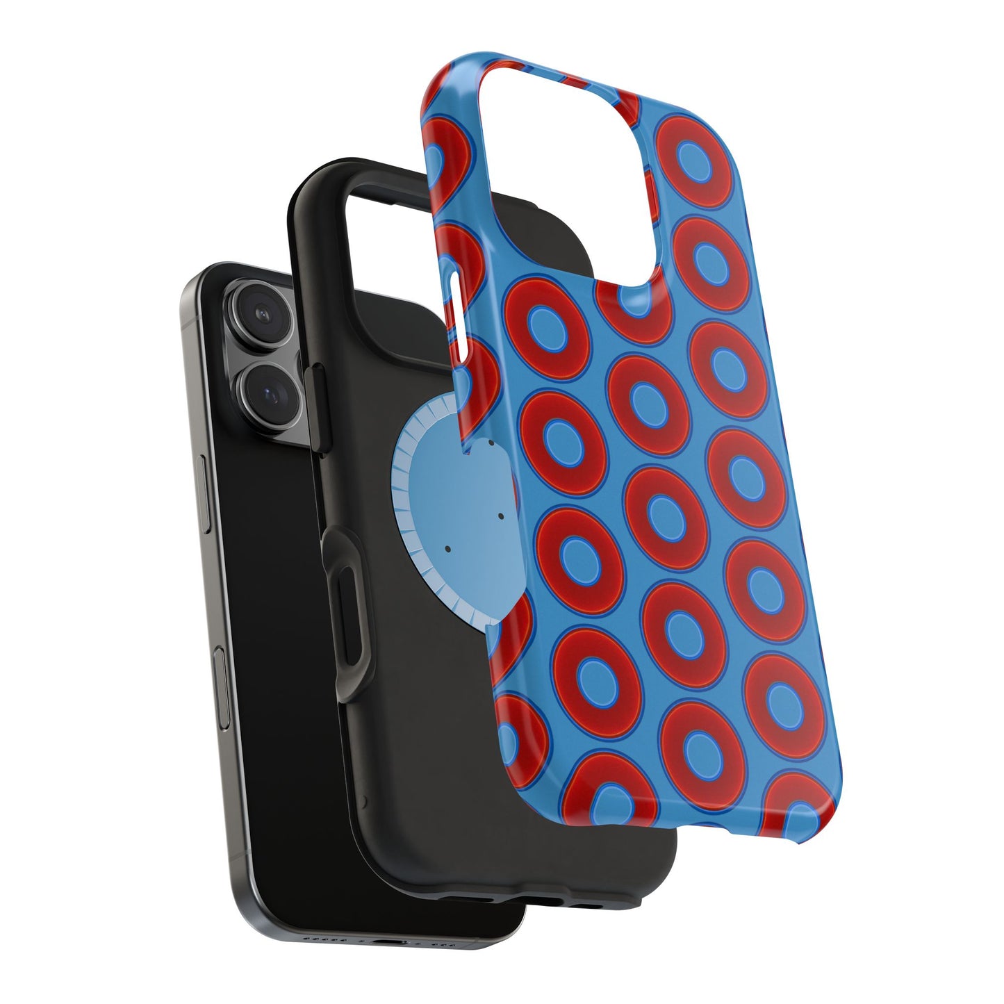 Copy of Magnetic Tough Donut Case - red vivid donut print w/light steel blue background