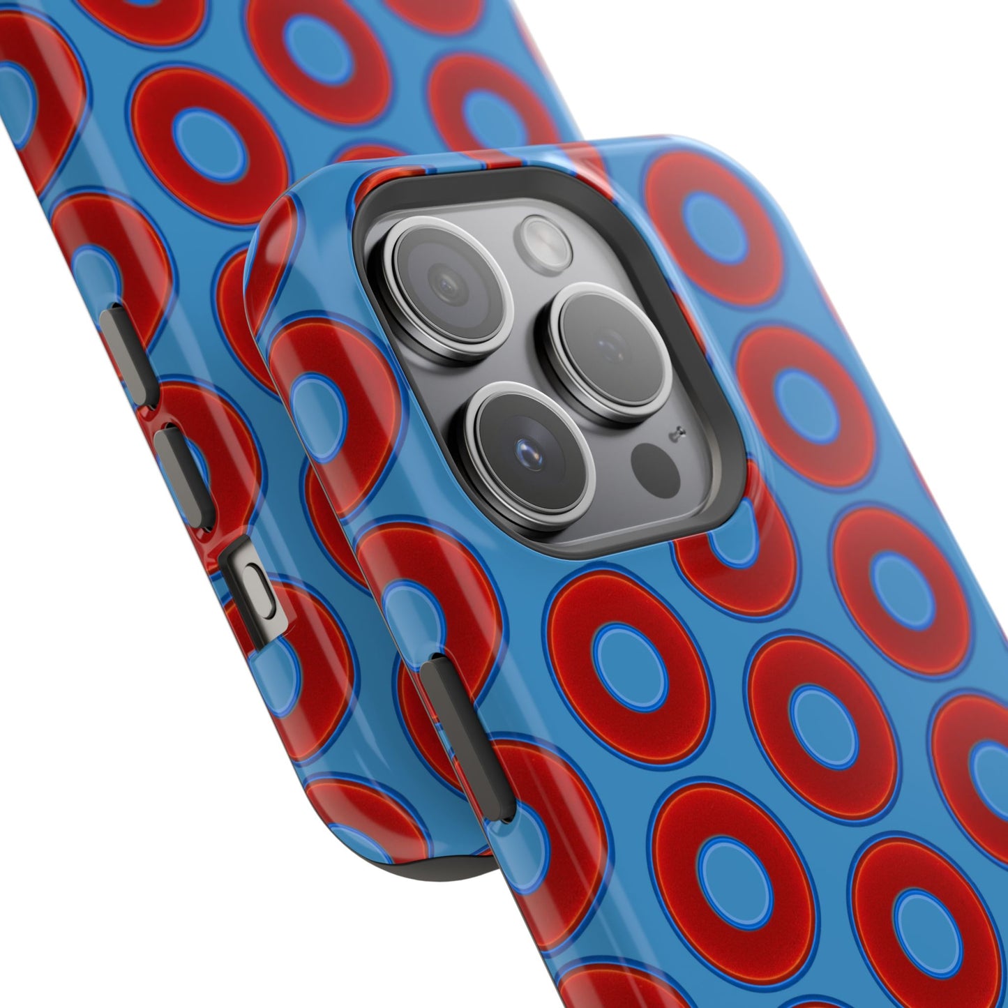 Copy of Magnetic Tough Donut Case - red vivid donut print w/light steel blue background