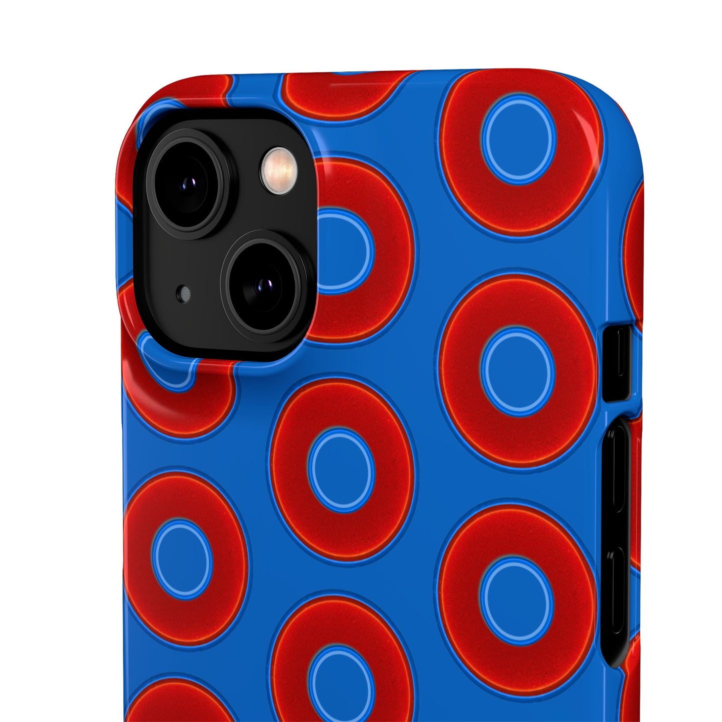 Lumpy Donut Snap Case - red vivid donut print w/dark royal background