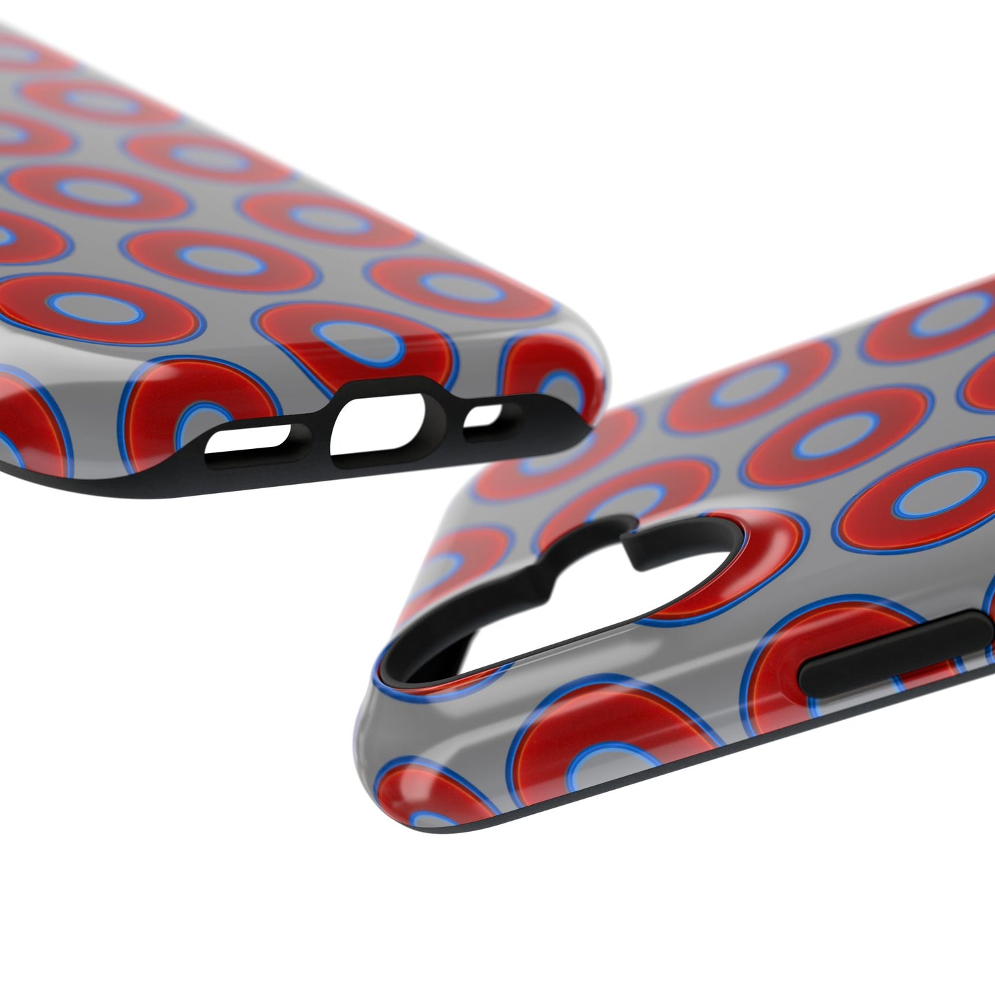 Impact-Resistant Lumpy Donut Case - red vivid donut print w/gray background