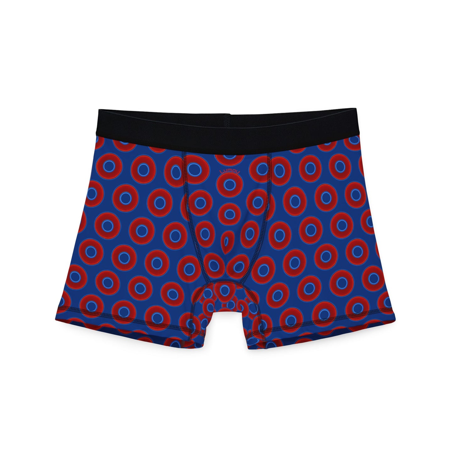 Men's Donut Boxers - red vivid donuts w/dark blue background