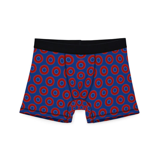 Men's Donut Boxers - red vivid donuts w/dark blue background