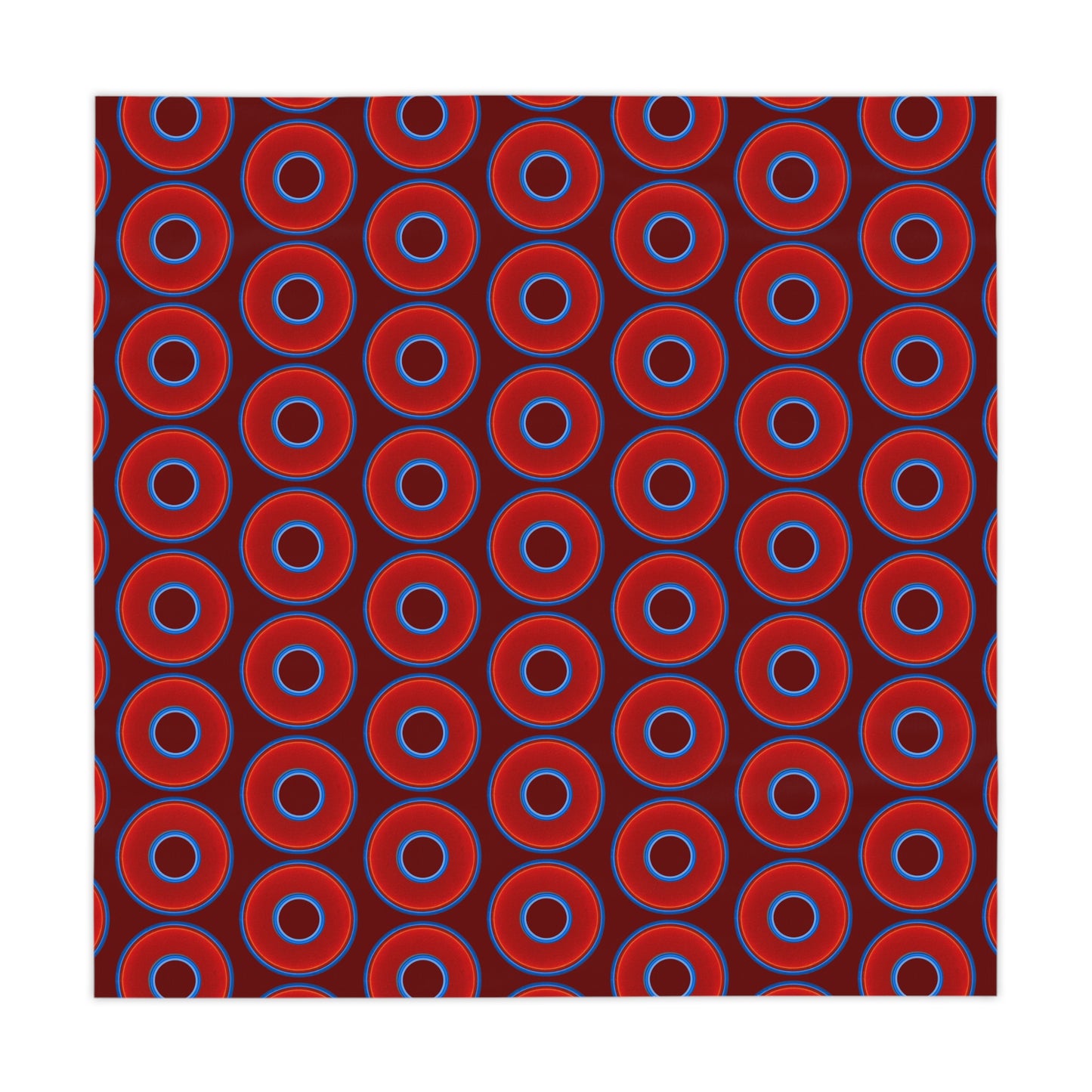 Lumpy Tablecloth - 55.1" x 55.1" - vivid red donuts w/dark red background