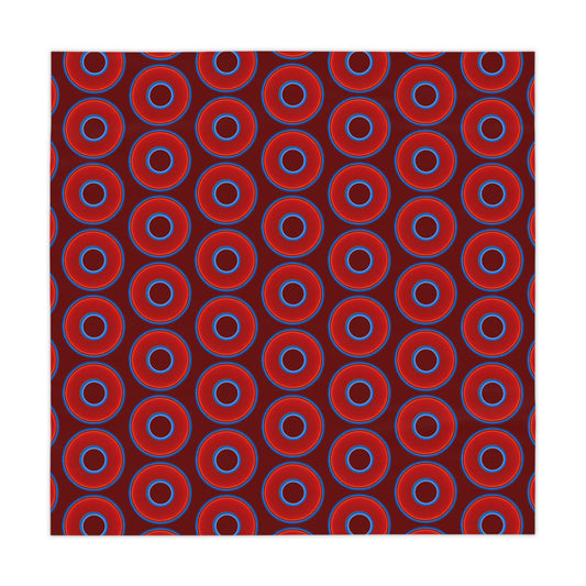 Lumpy Tablecloth - 55.1" x 55.1" - vivid red donuts w/dark red background