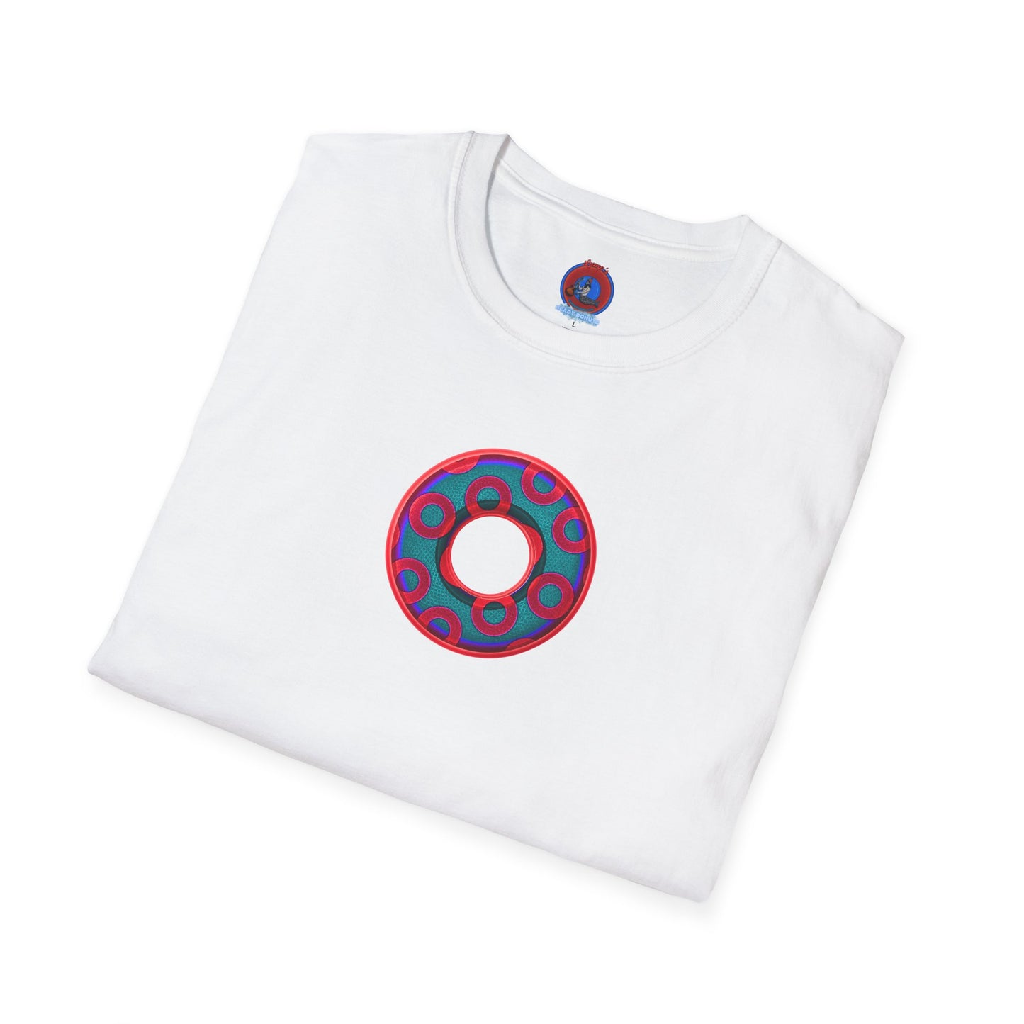 Plain Donuts/Unisex Soft-Style - "Plain Rustic Paradoxical Donuts" - red/steel blue donuts