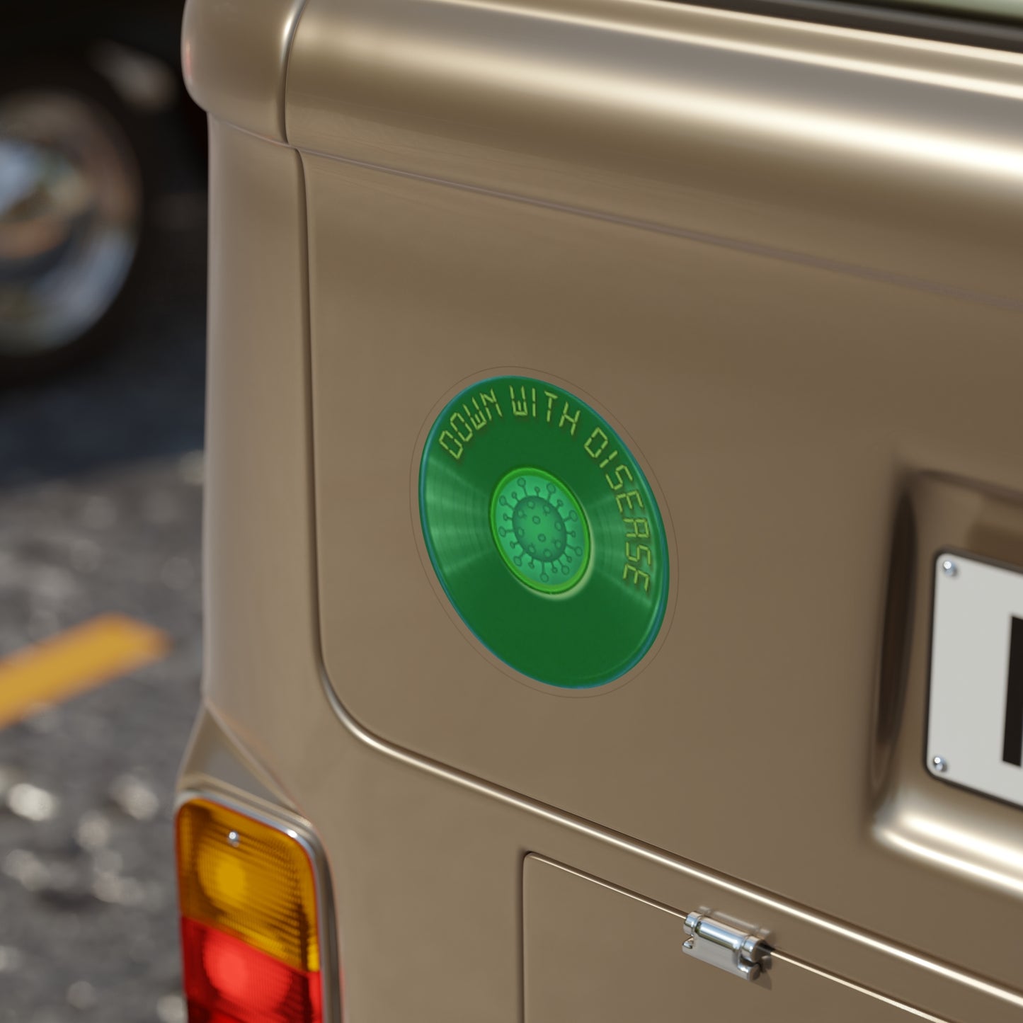 Donut Bumper/Outdoor Sticker - "Down with this Donut Bumper Sticker" - green donut - [Die-Cut] 6"x 6"