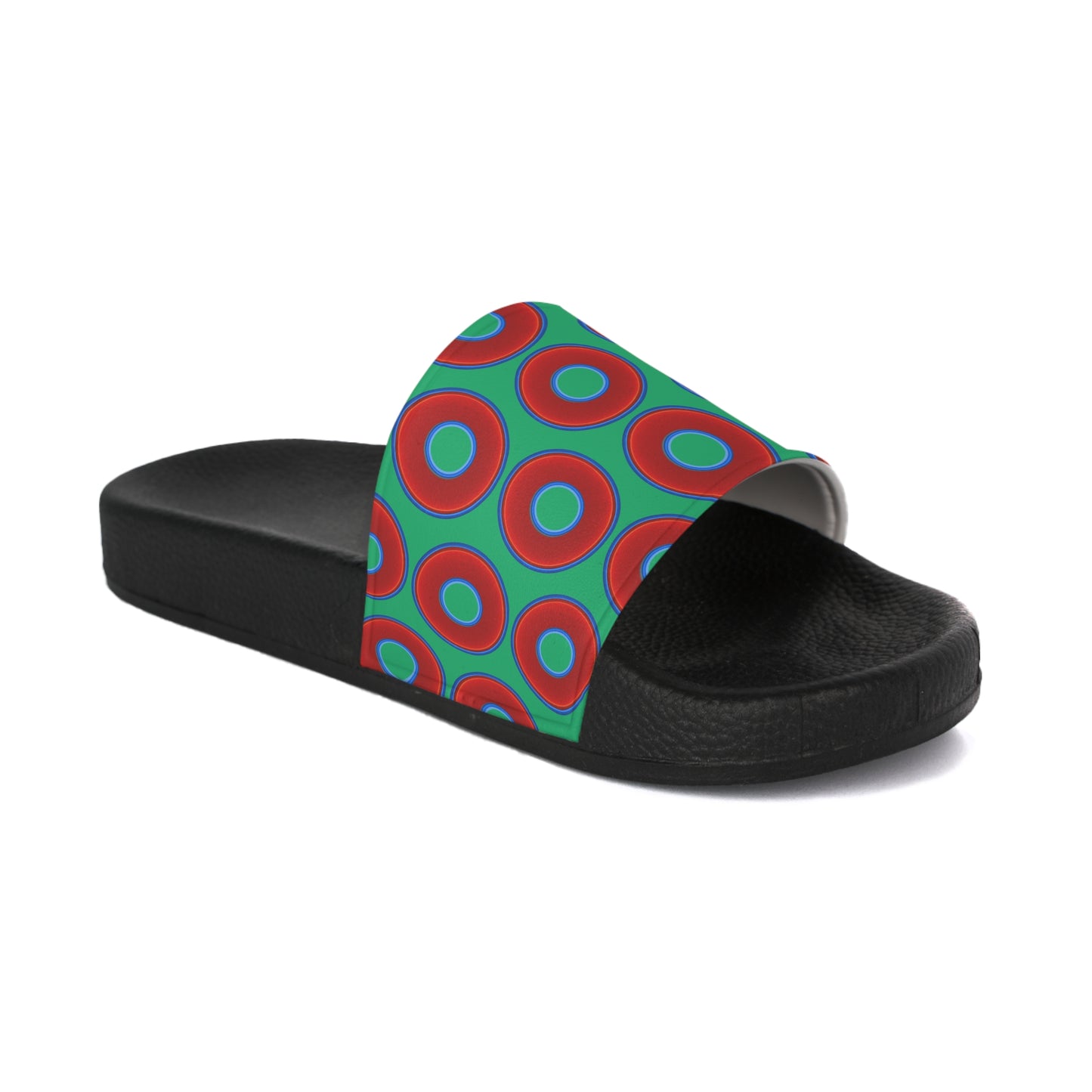 Lumpy Sandals - slip-ons - red vivid donuts w/jade green background