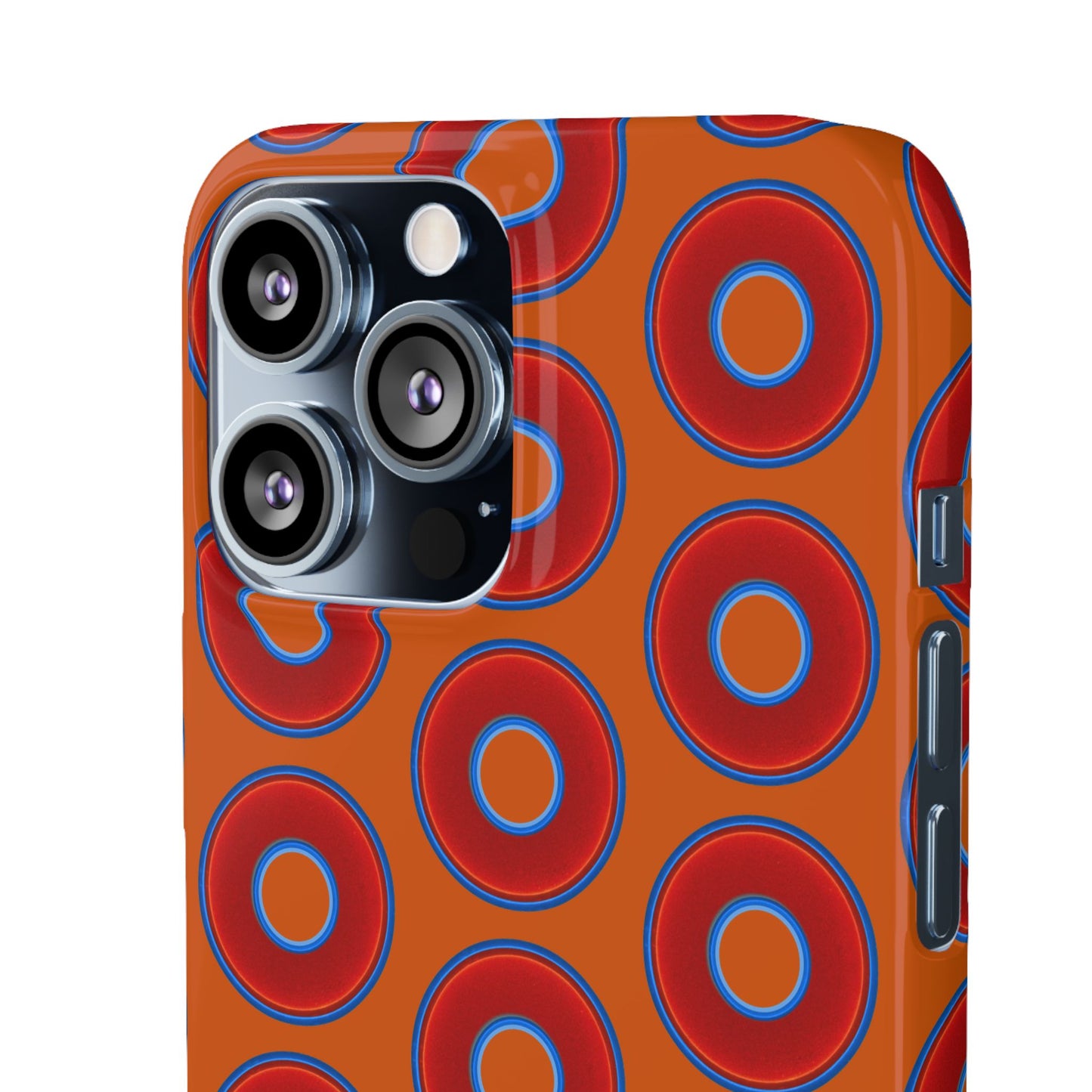 Lumpy Donut Snap Case - red vivid donut print w/dark orange background