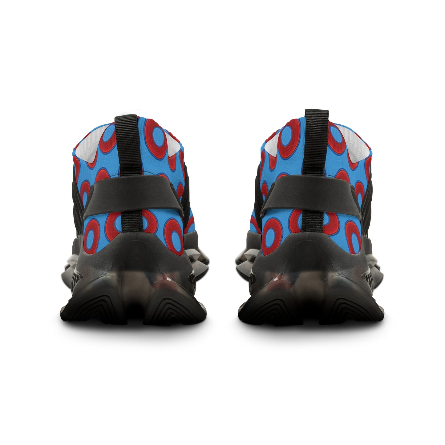Donut Kicks - red vivid donut print w/sky royal blue background