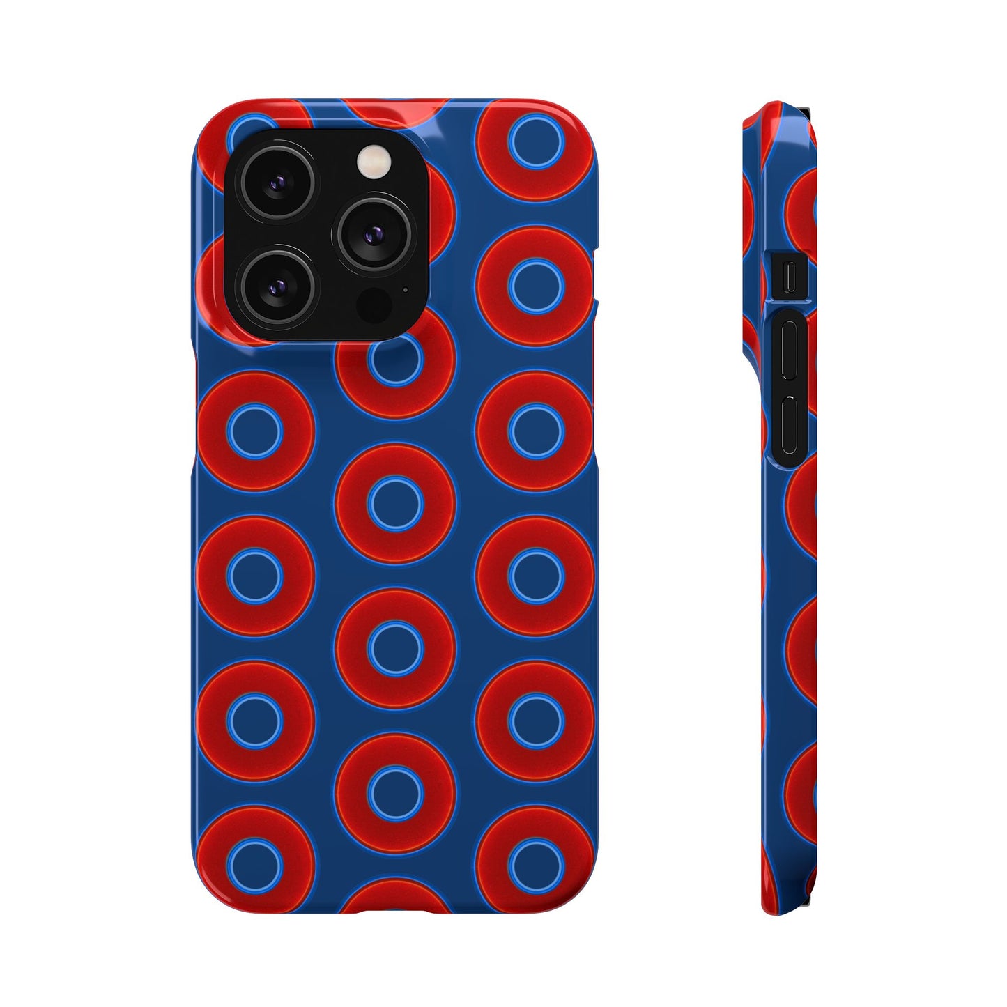 Lumpy Donut Snap Case - red vivid donut print w/Atlantic navy blue background