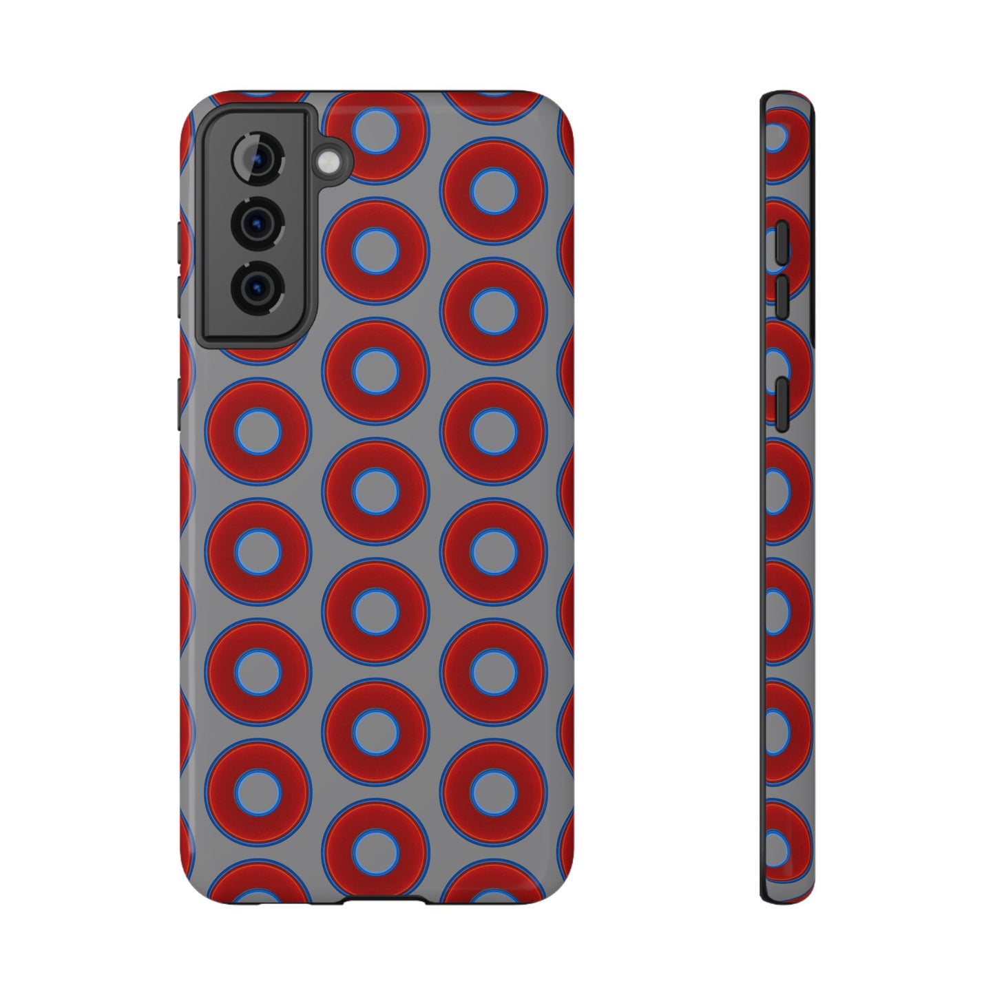 Impact-Resistant Lumpy Donut Case - red vivid donut print w/gray background