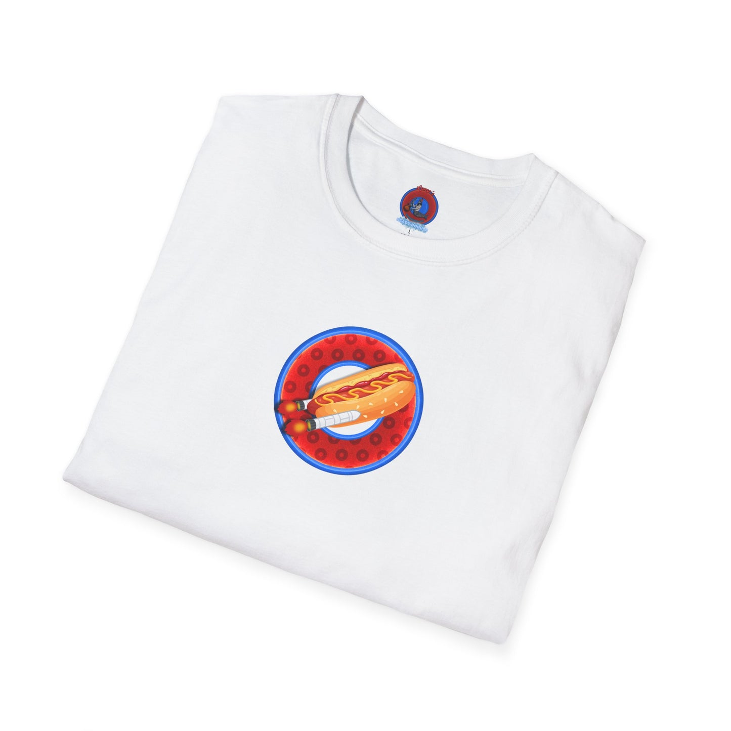 Classic Donut Tee - Unisex Soft-Style - "Viva Las Vegas Donut" -  red paradox donut w/raw dogger - variant 2