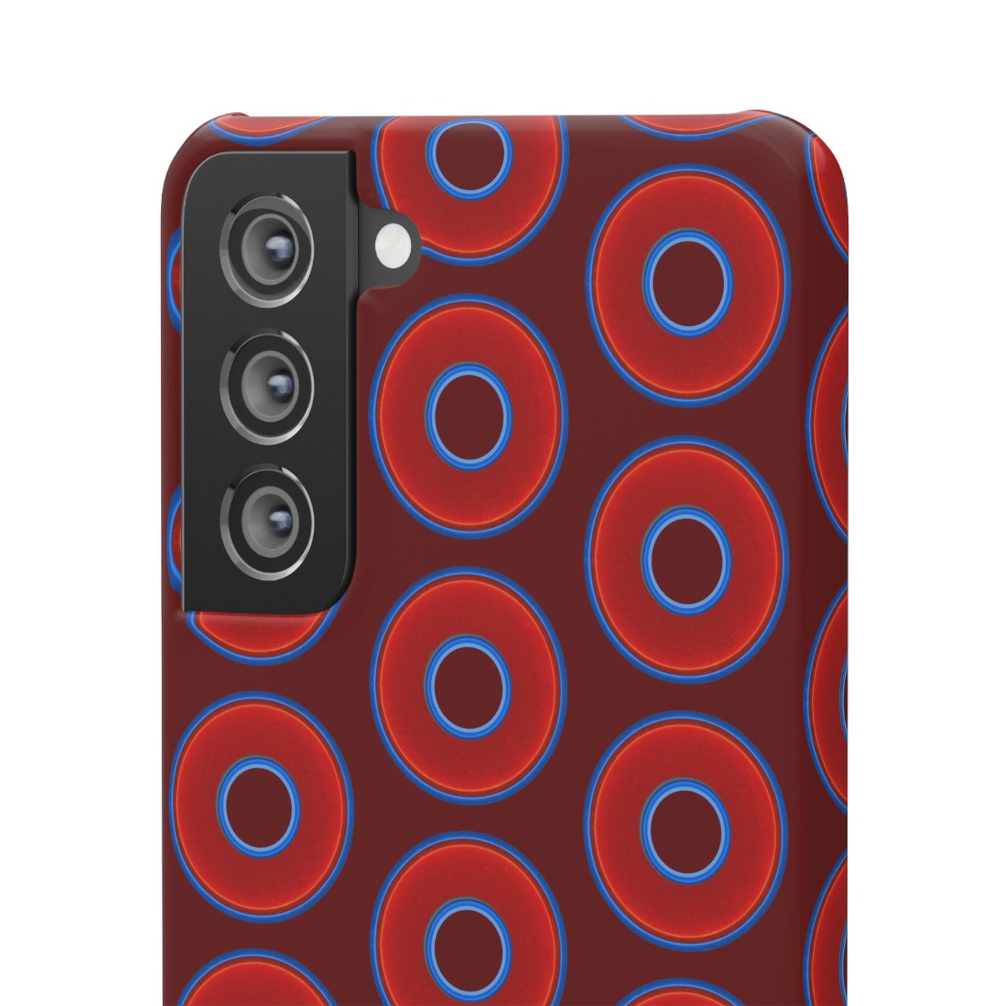 Lumpy Donut Snap Case - red vivid donut print w/dark red background