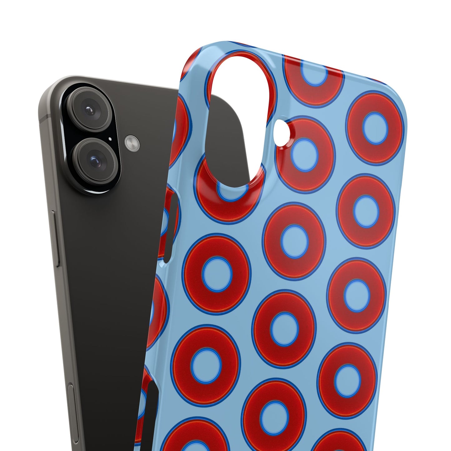 Lumpy Donut Snap Case - red vivid donut print w/sky blue background