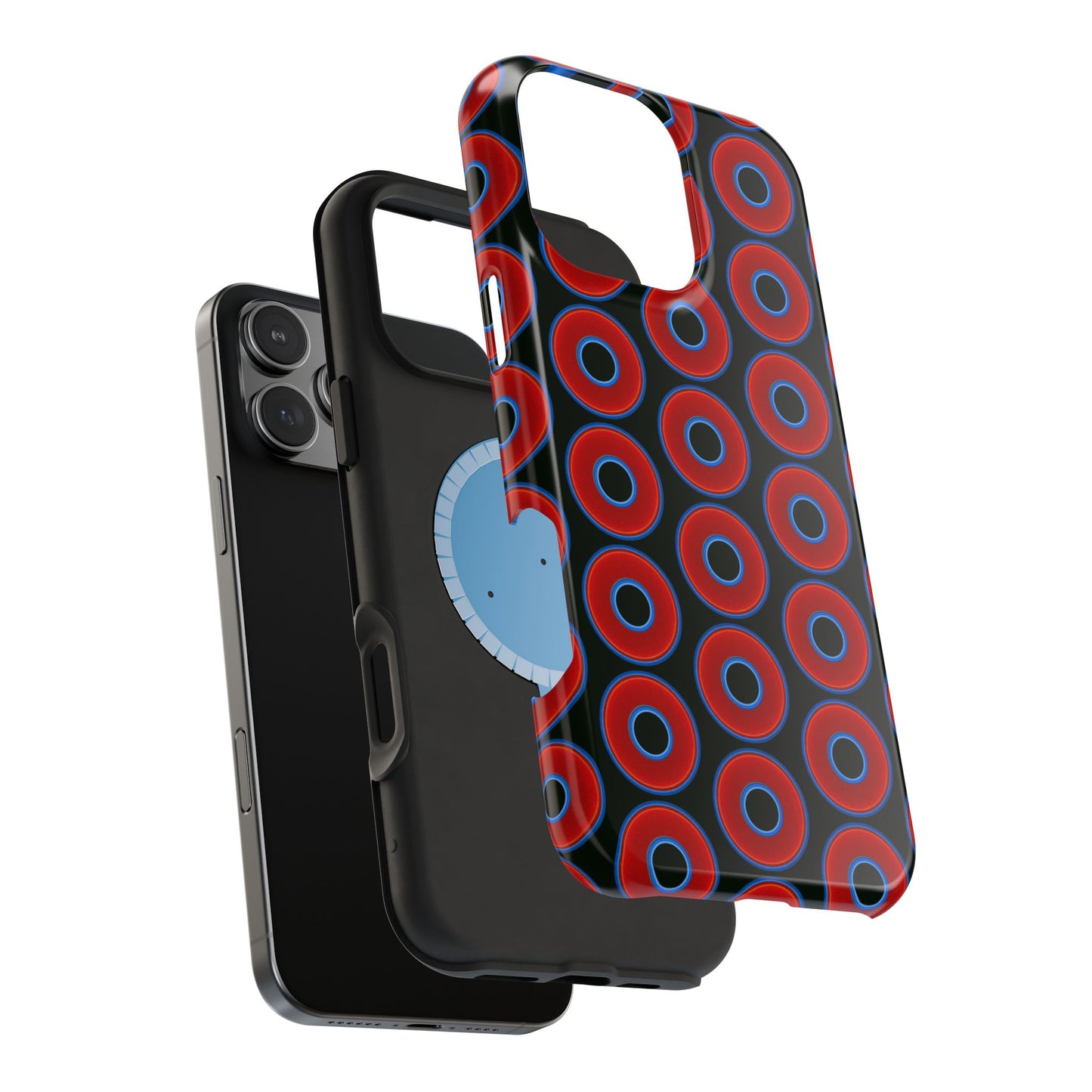 Magnetic Tough Donut Case - red vivid donut print w/midnight green background