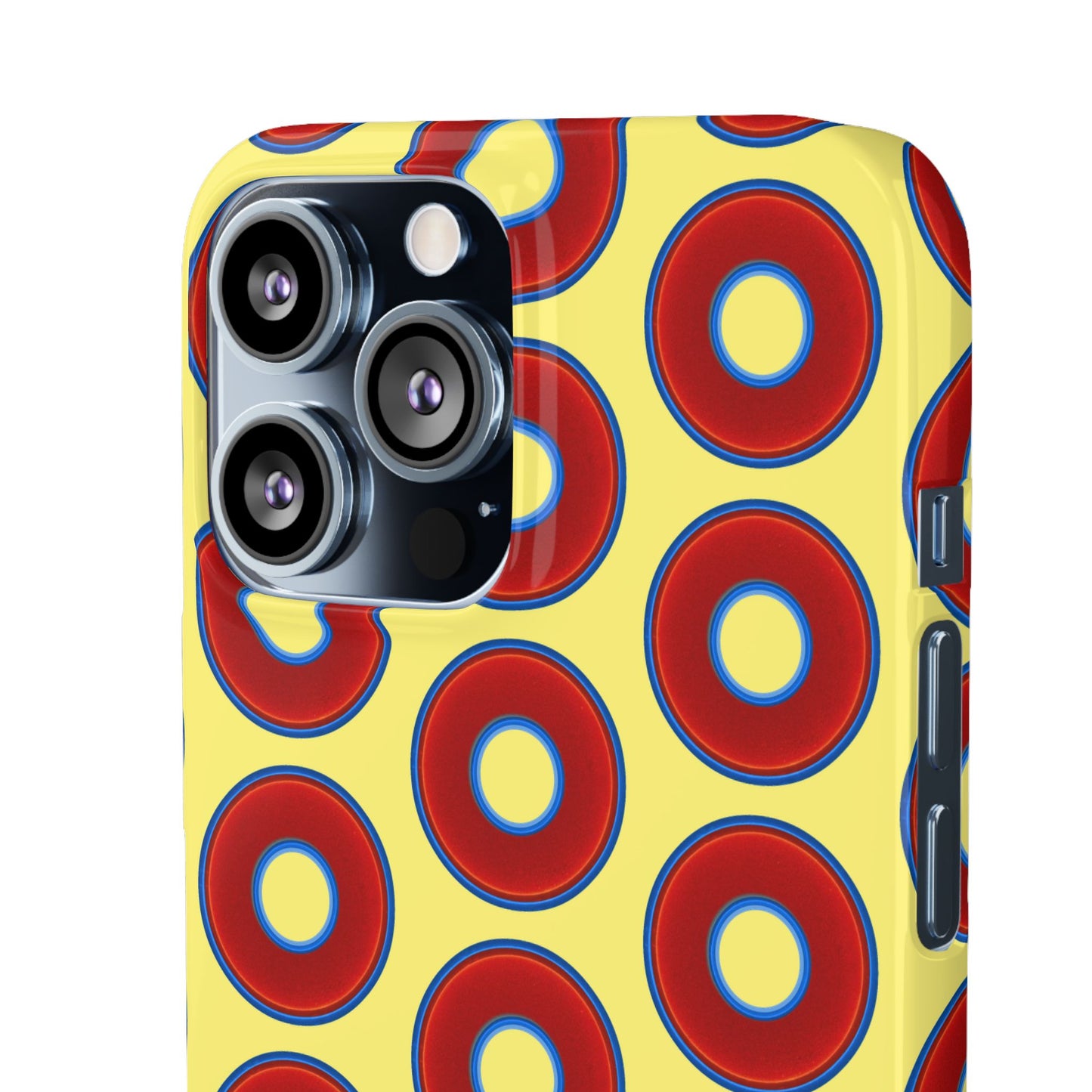 Lumpy Donut Snap Case - red vivid donut print w/yellow background