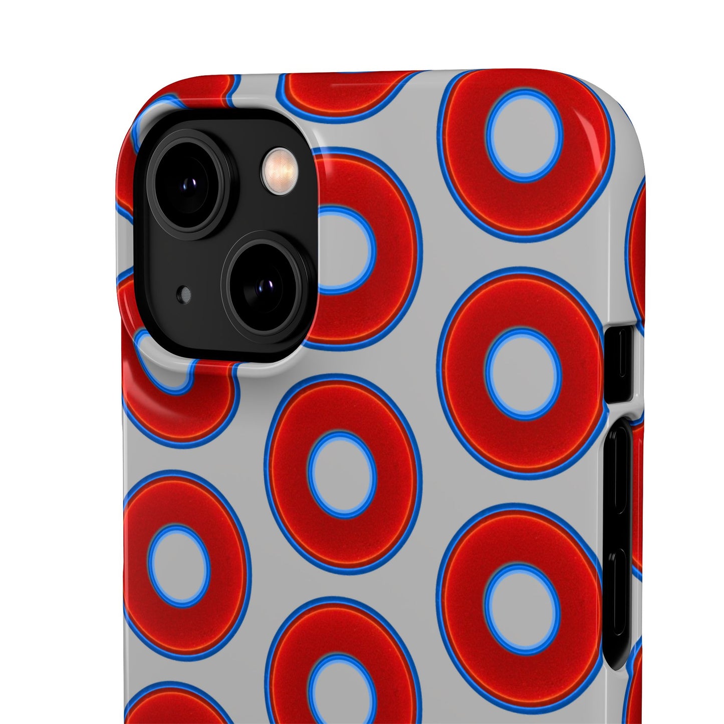 Lumpy Donut Snap Case - red vivid donut print w/light gray background