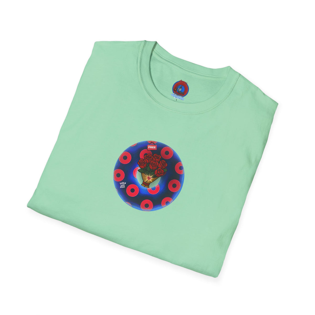 Classic Donut Tee - Unisex Soft-Style - "Donuts of Phreedom" - red/blue paradoxical blimpy donut