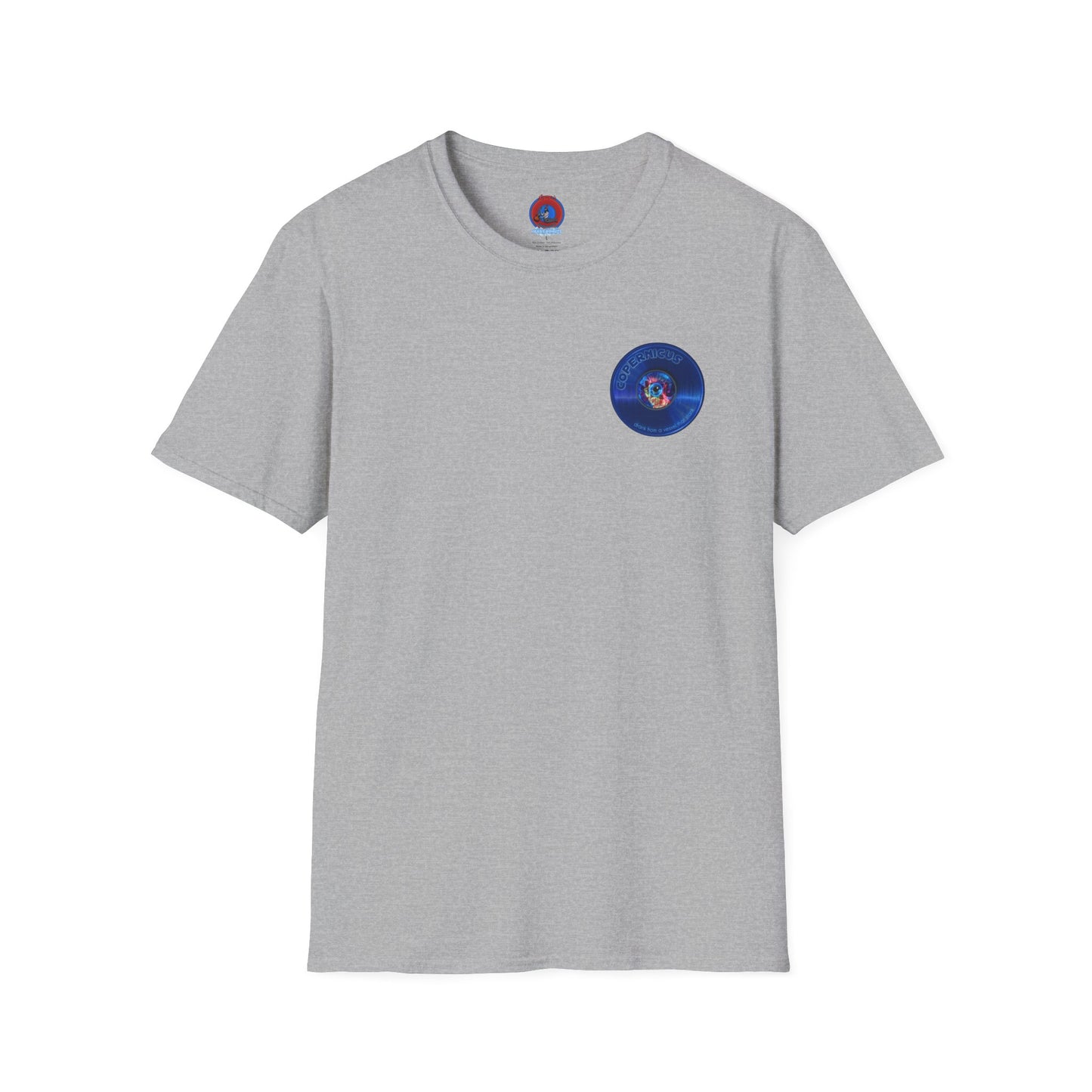 Classic Donut Tee - Unisex Soft-Style - "Drunken Copernicus" - series 1.0 - variant 1 - blue donut