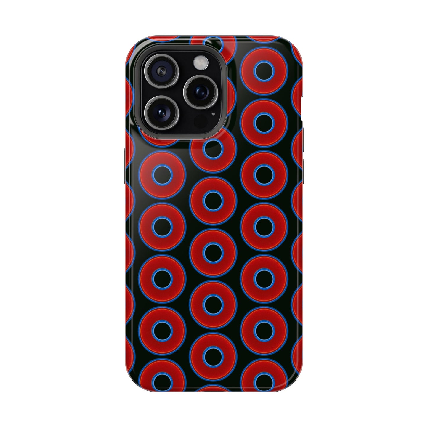 Magnetic Tough Donut Case - red vivid donut print w/midnight green background