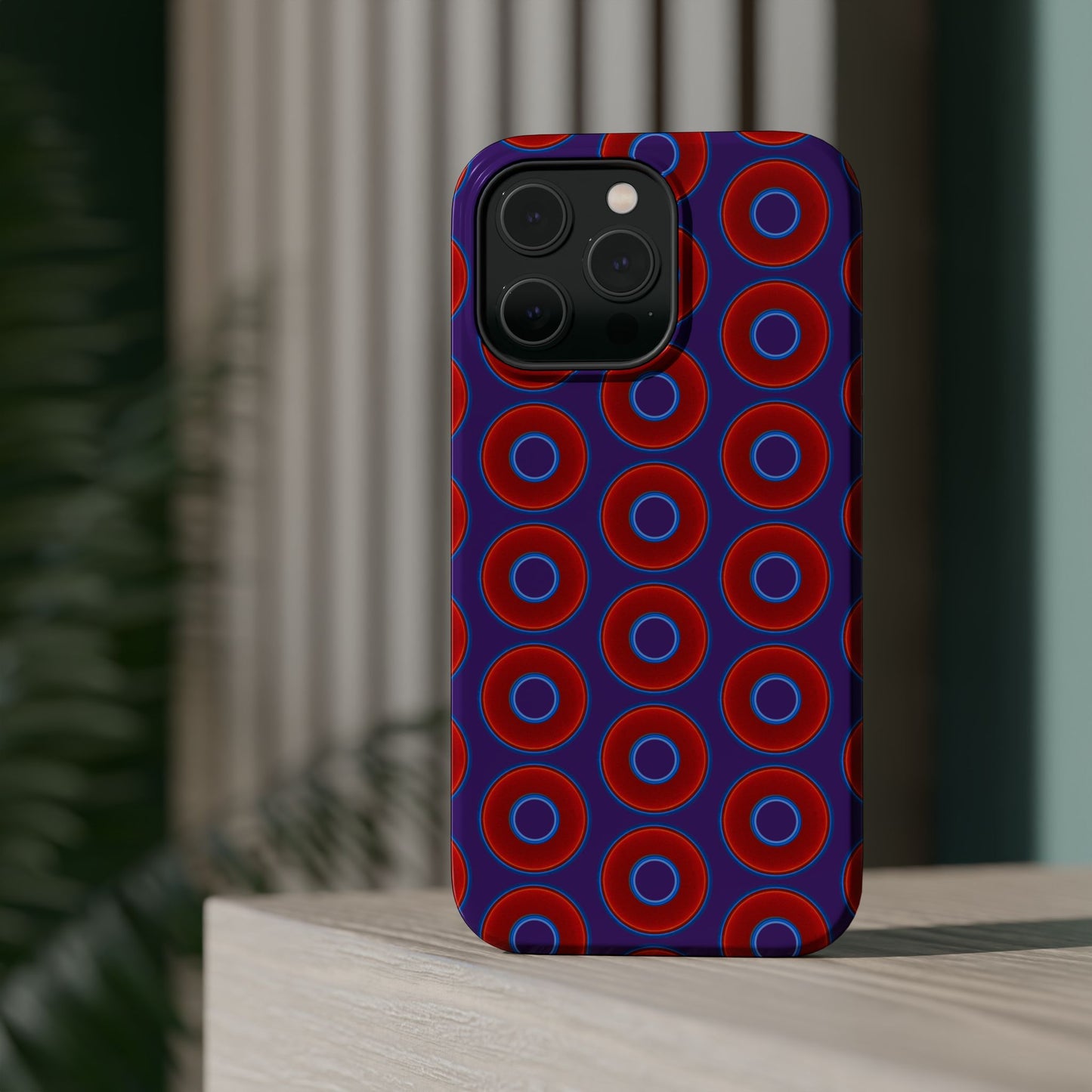 Magnetic Tough Donut Case - red vivid donut print w/purple background