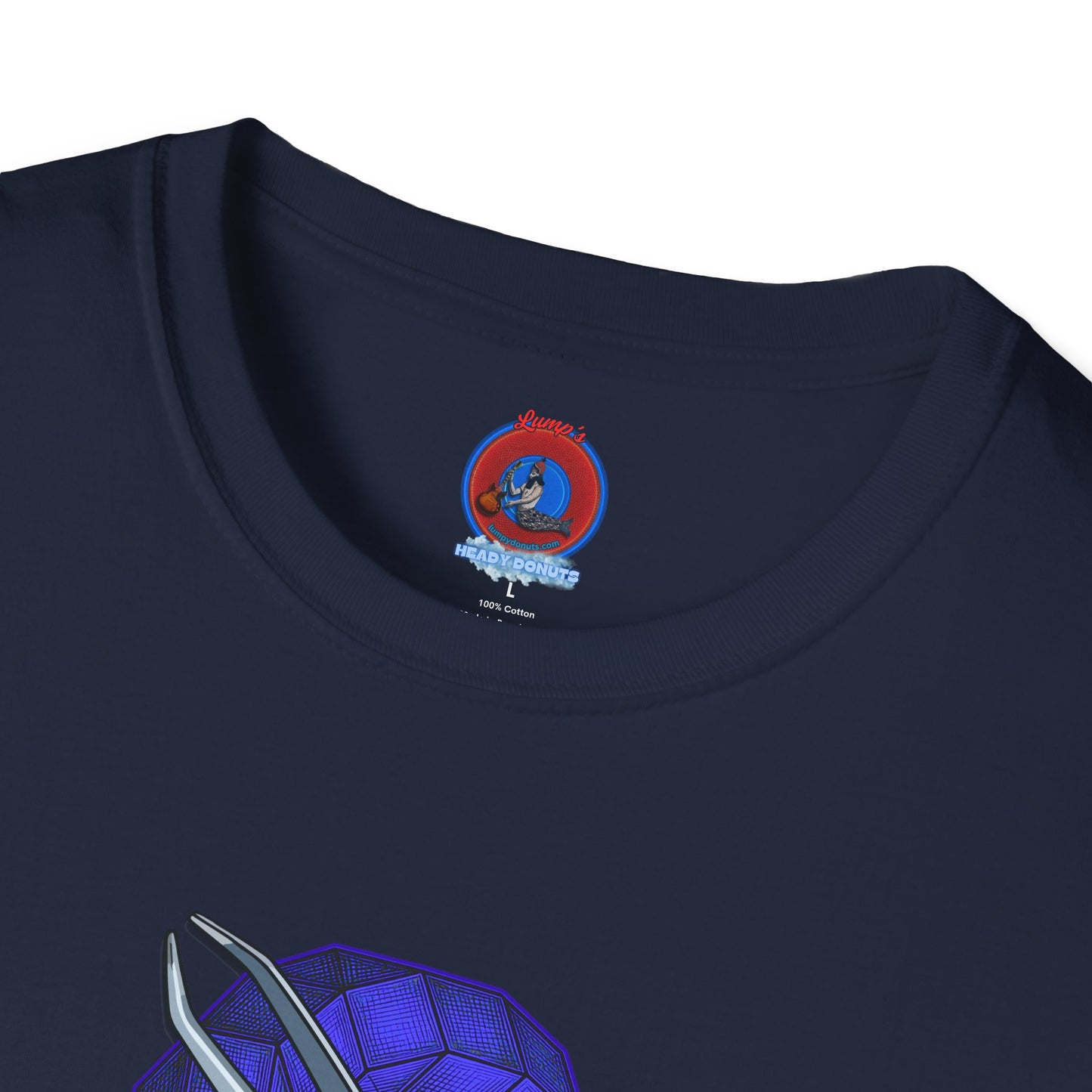 Classic Donut Tee - Unisex Soft-Style - "The Teasing Festivus Donut" - blue rustic cubed donut