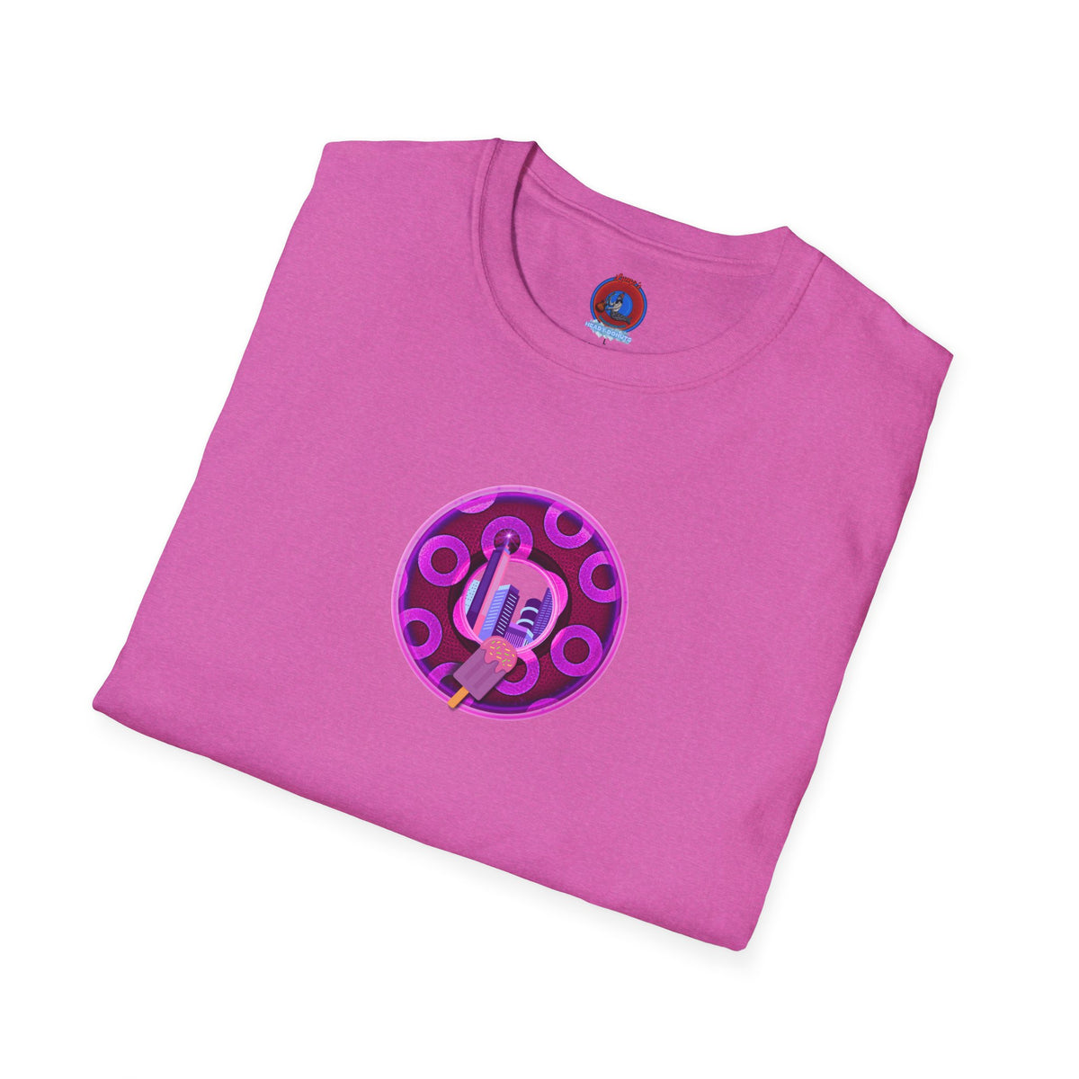 Classic Donut Tee - Unisex Soft-Style - "It's Ice Cream Popsicles - YEMSG Donut" - purple/magenta paradox donut - variant 2