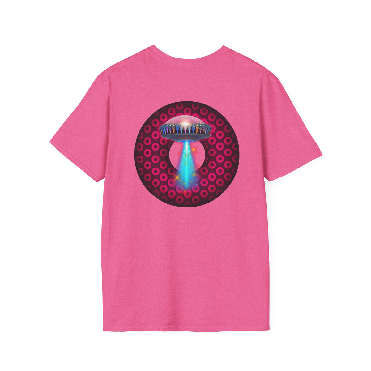 Classic Donut Tee - Unisex Soft-Style - "Donuts now Served on the Mothership" - series 1.0  - variant 2  - red/red paradoxical donut