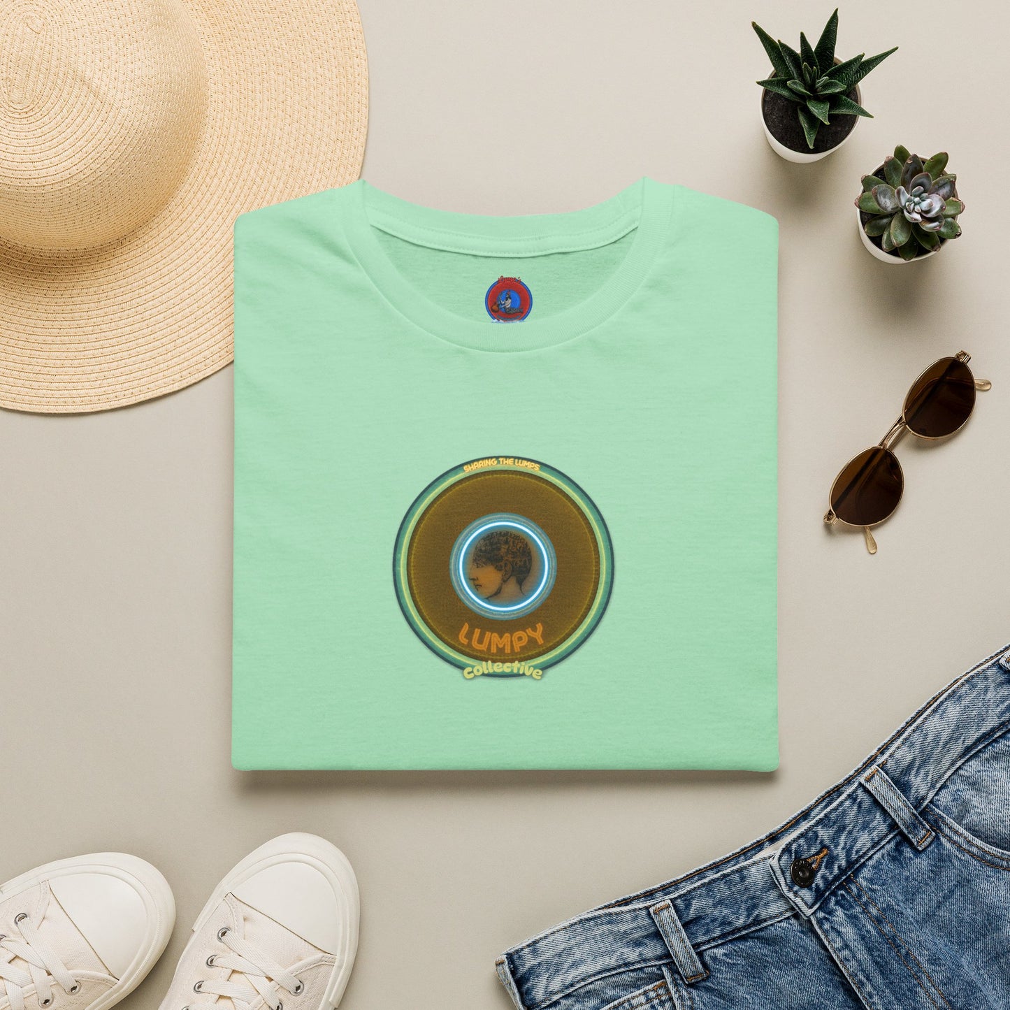 Classic Donut Tee - Unisex Soft-Style - "Lumpy Collective Donut" - bronze/green lumpy donut - variant 5