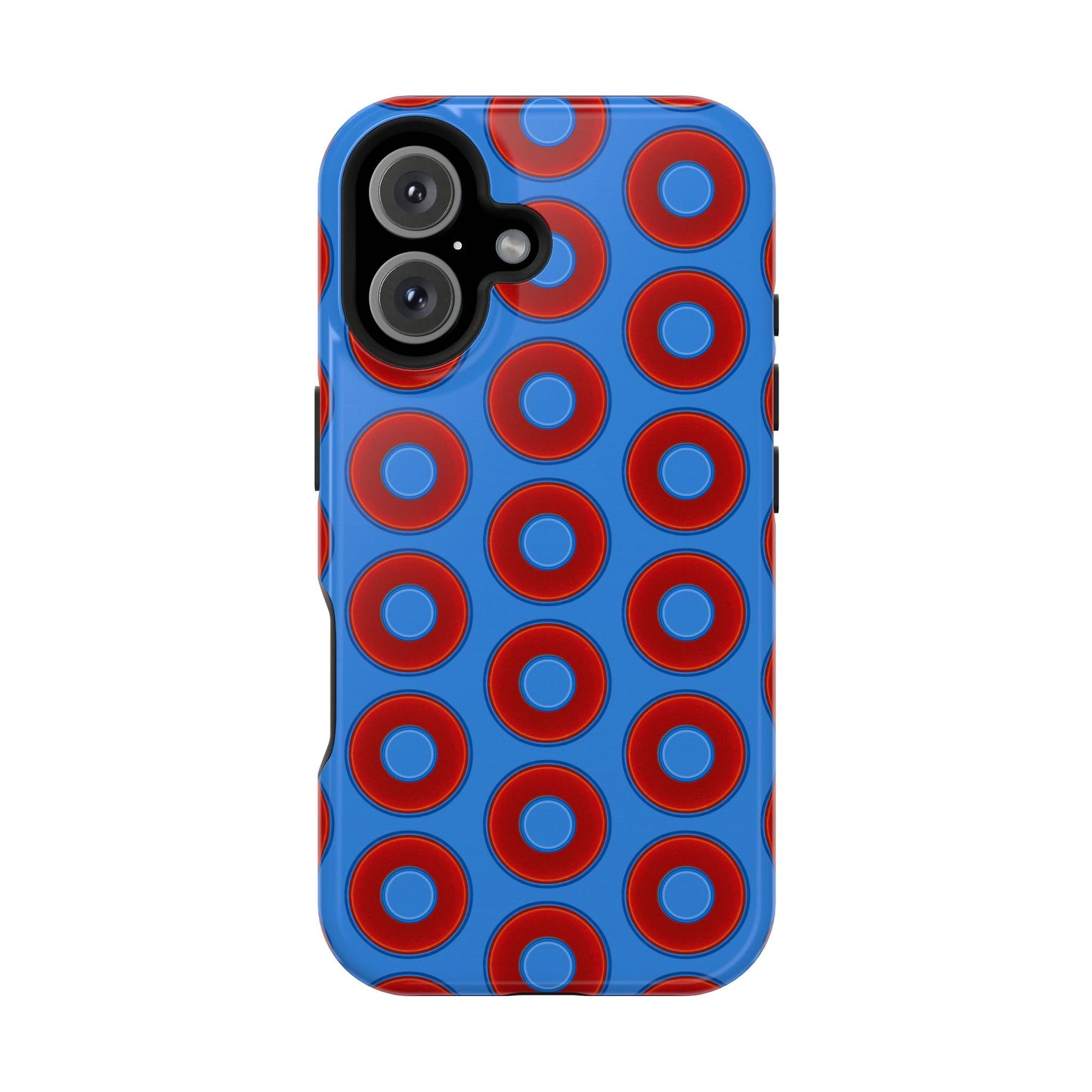 Impact-Resistant Lumpy Donut Case - red vivid donut print w/light royal blue background