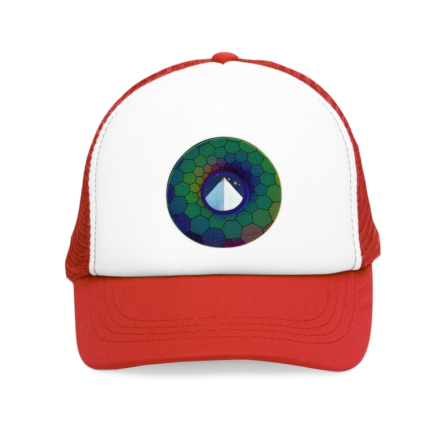 Lumpy Trucker Hat - "Limestone Blocks so Large" - variant 4 - hexadonut/blue