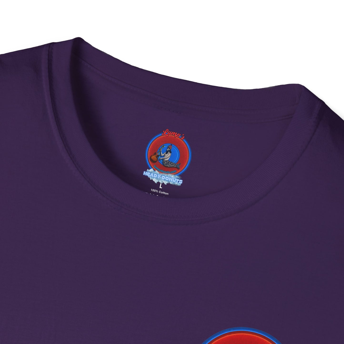 Classic Donut Tee - Unisex Soft-Style - "Phishmas Caroler's Tee " - vivid red/blue donut - variant 1