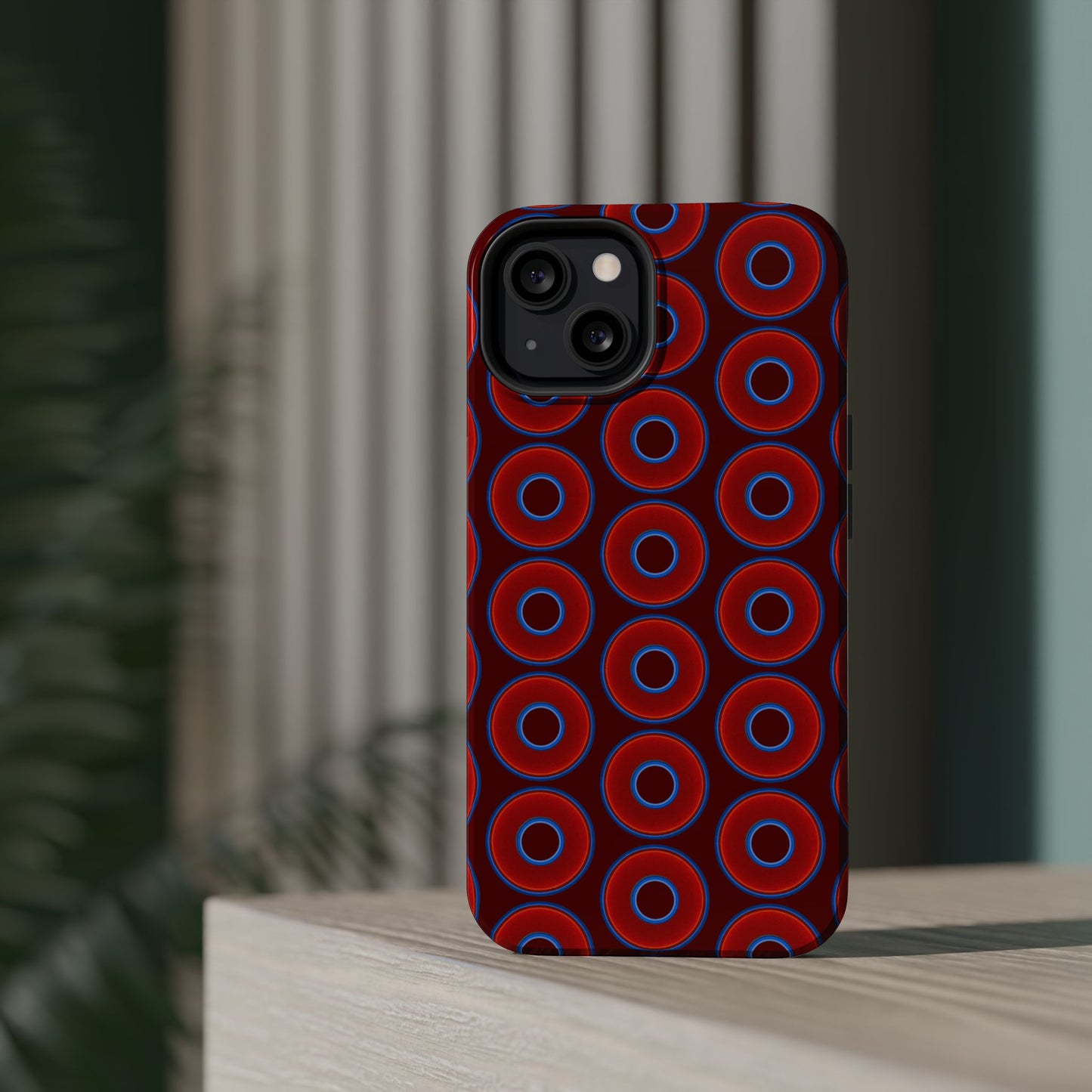 Magnetic Tough Donut Case - red vivid donut print w/dark red background