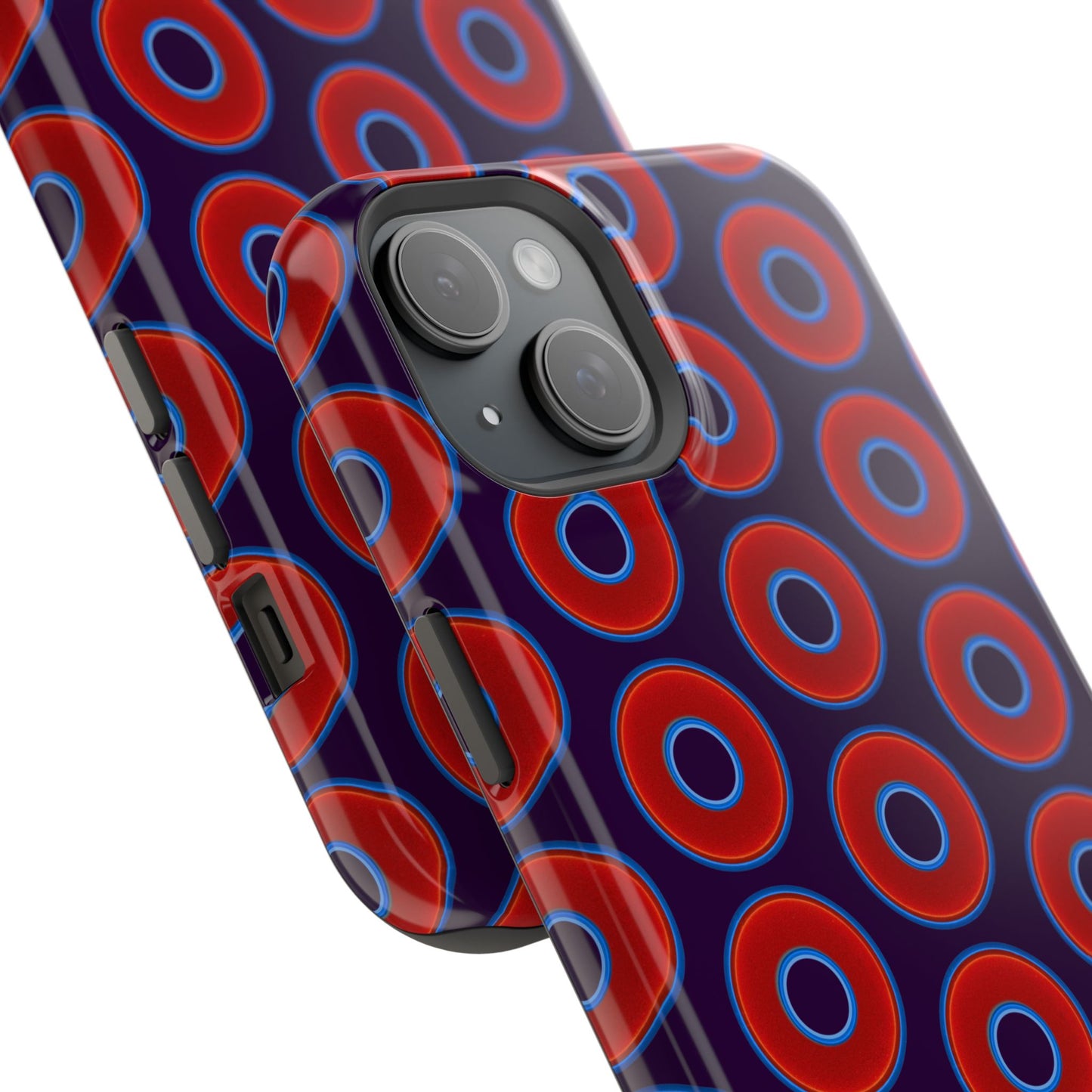 Impact-Resistant Lumpy Donut Case - red vivid donut print w/midnight purple background